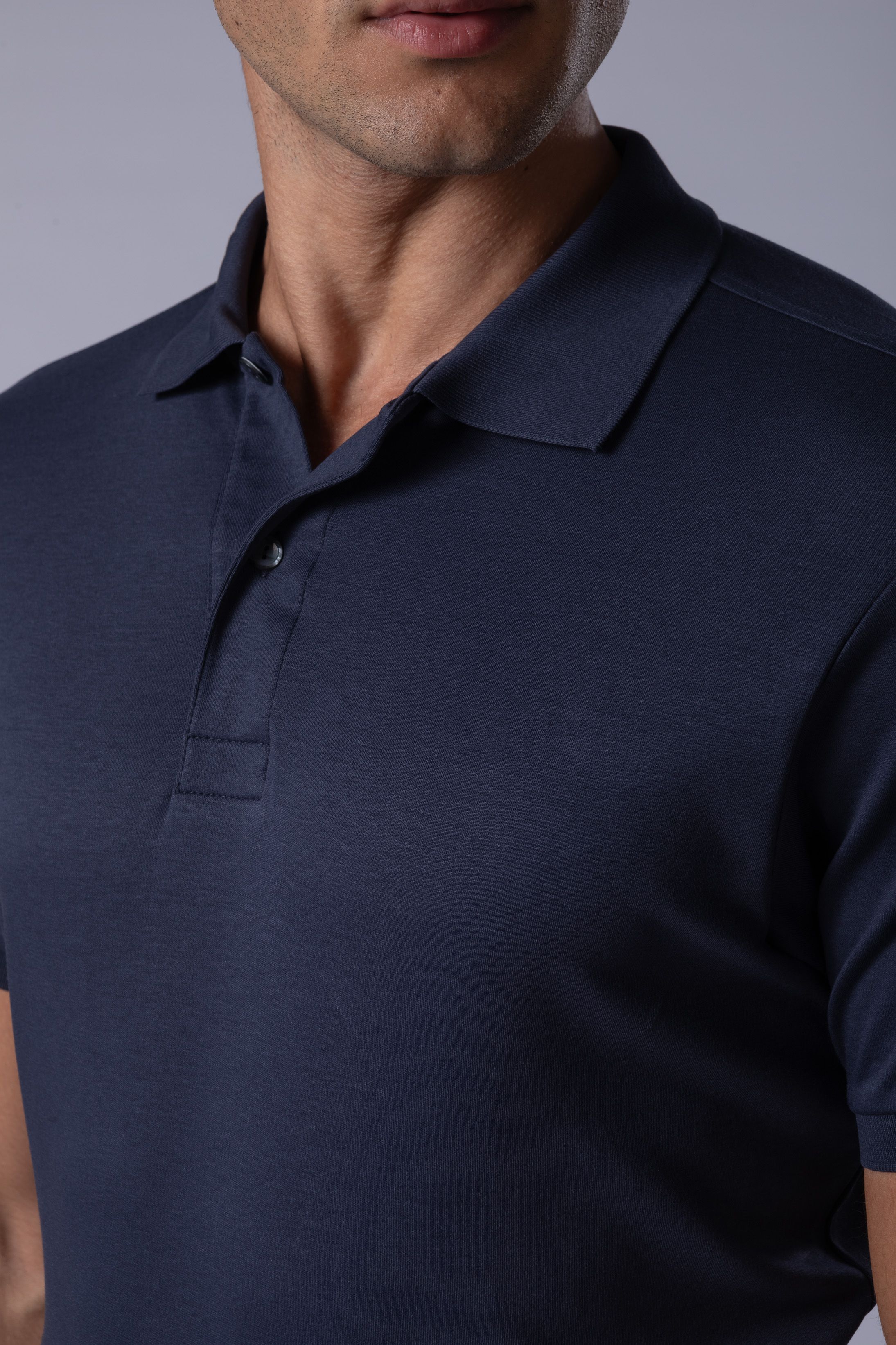 Camisa Polo Malha Peruana marinho