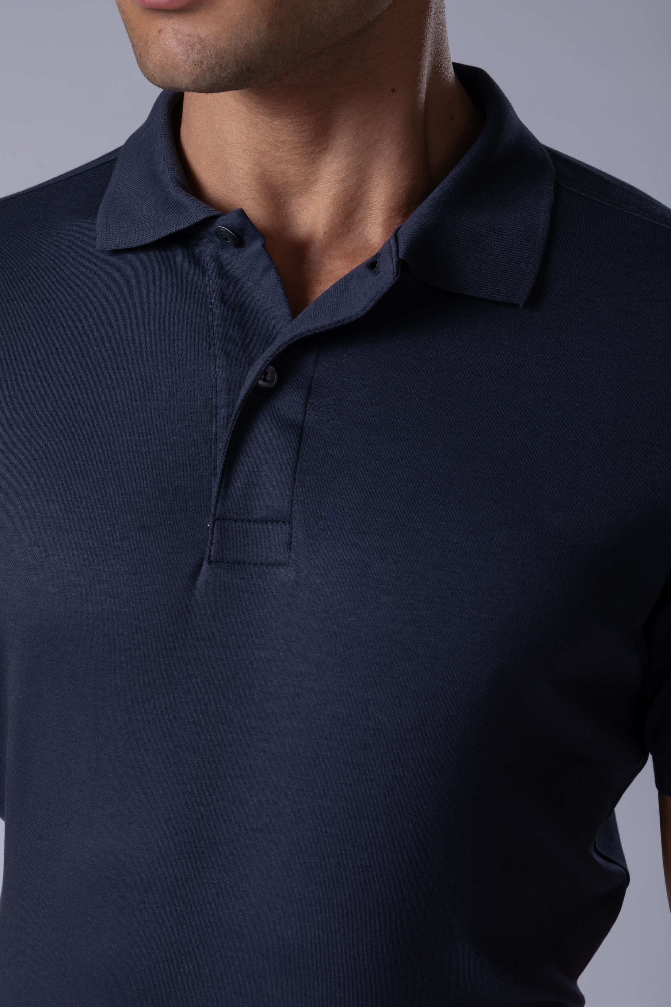 Camisa Polo Malha Peruana marinho