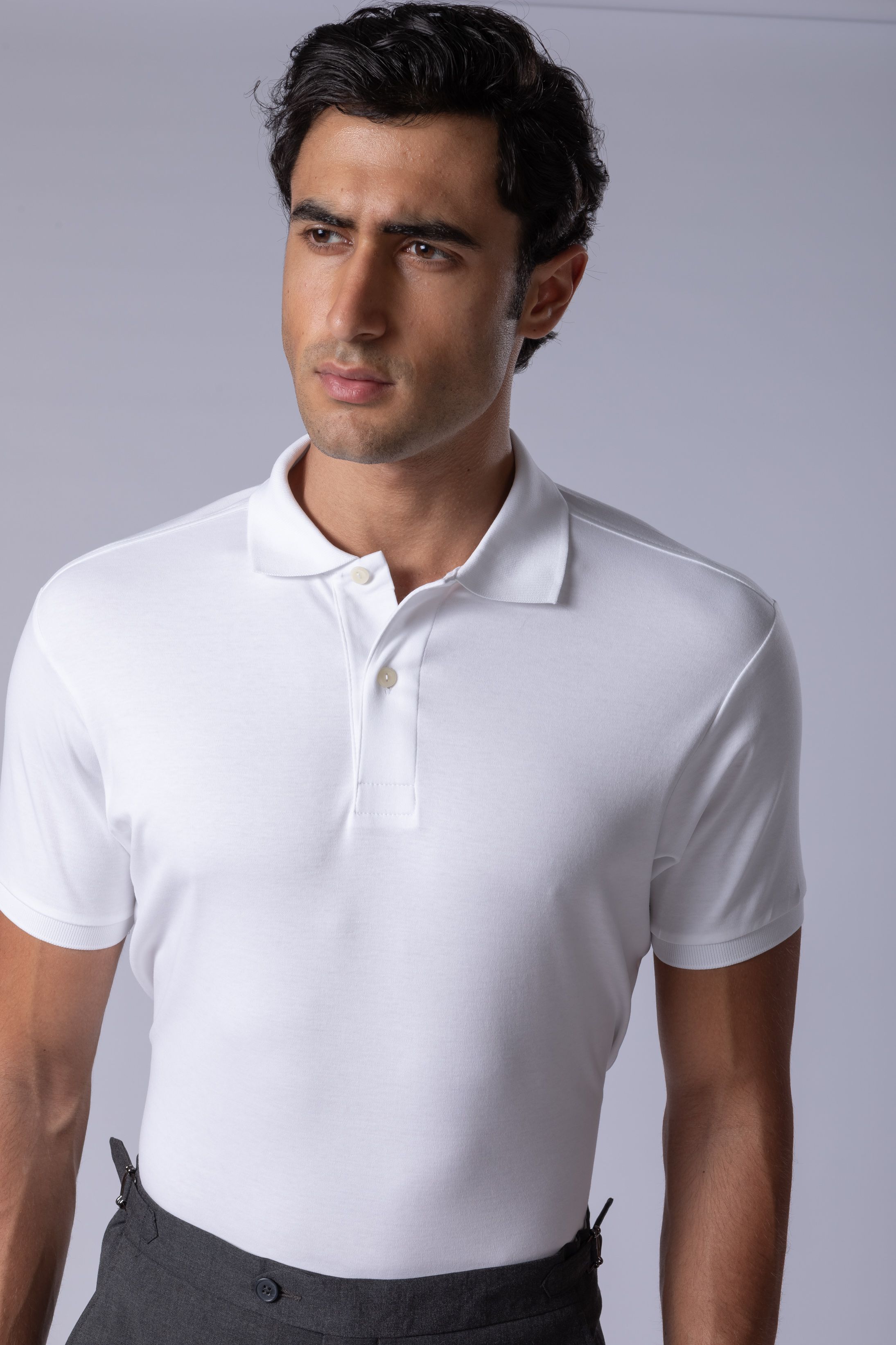 Camisa Polo Malha Peruana branco - Diodato Alfaiataria
