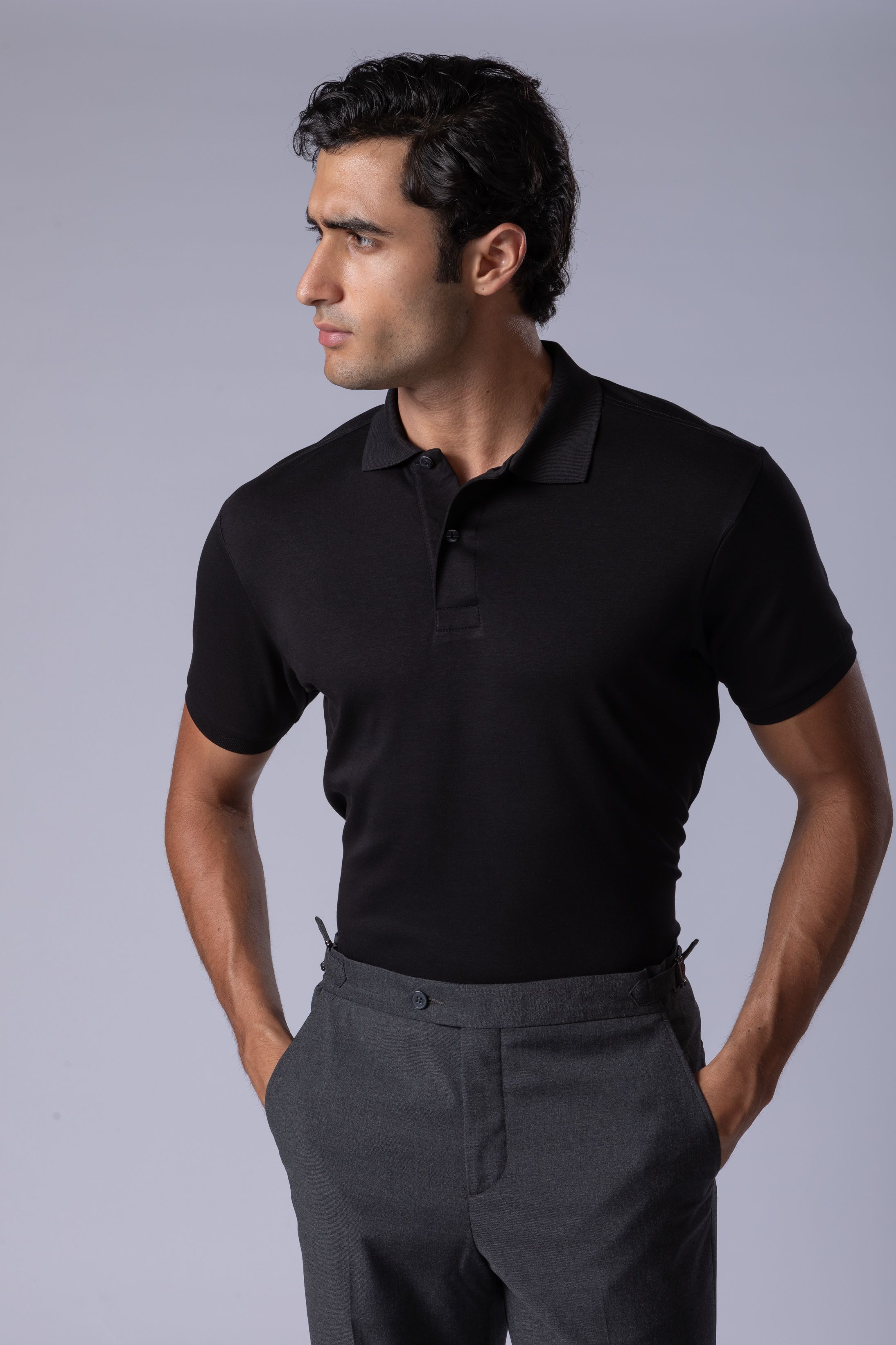 Camisa Polo Malha Peruana preto