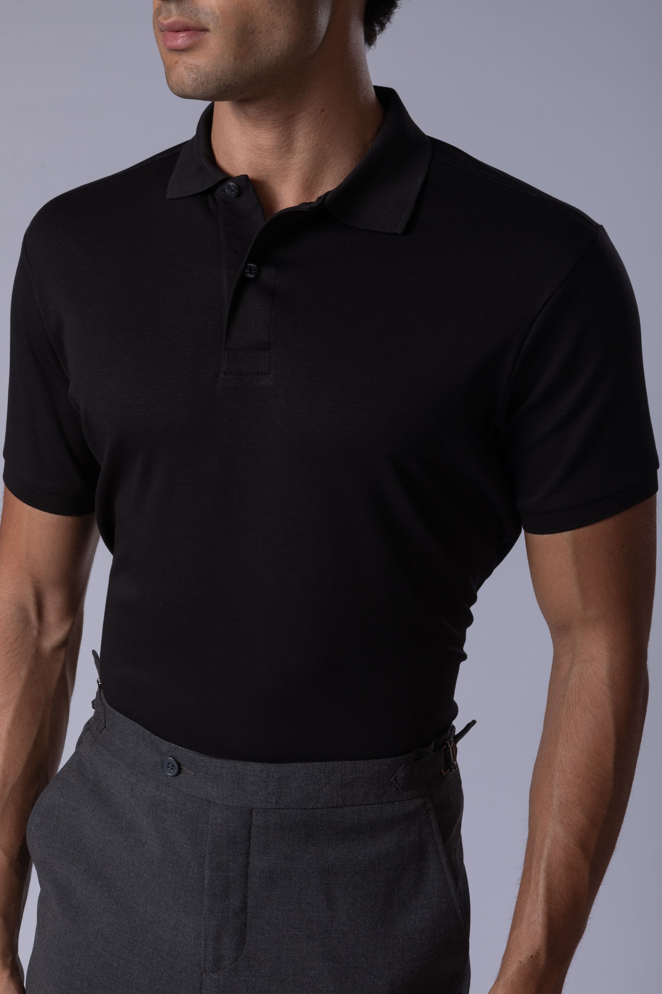 Camisa Polo Malha Peruana preto