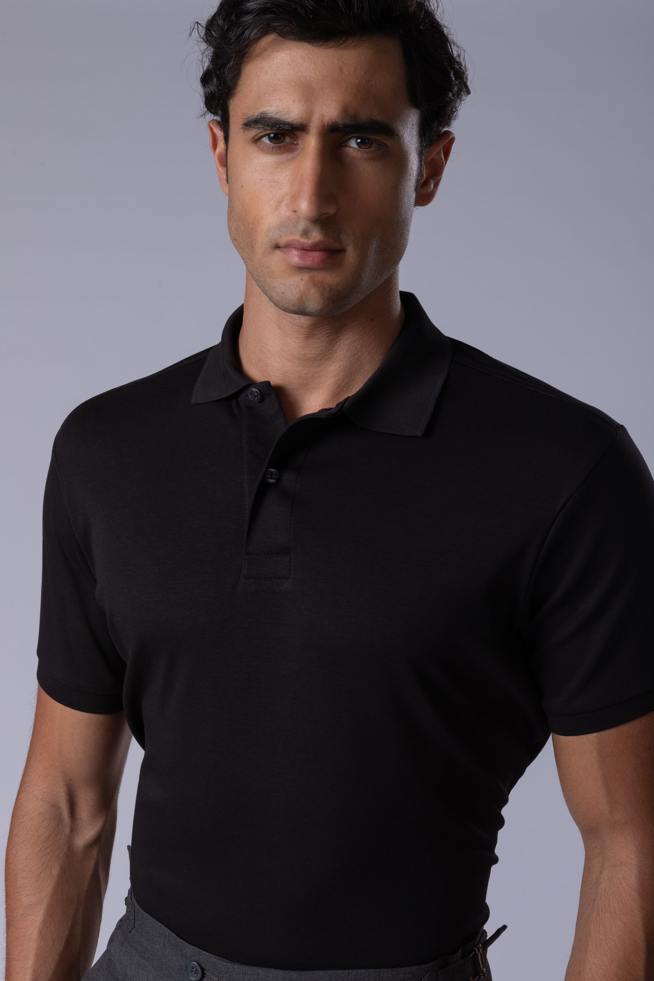 Camisa Polo Malha Peruana preto - Diodato Alfaiataria