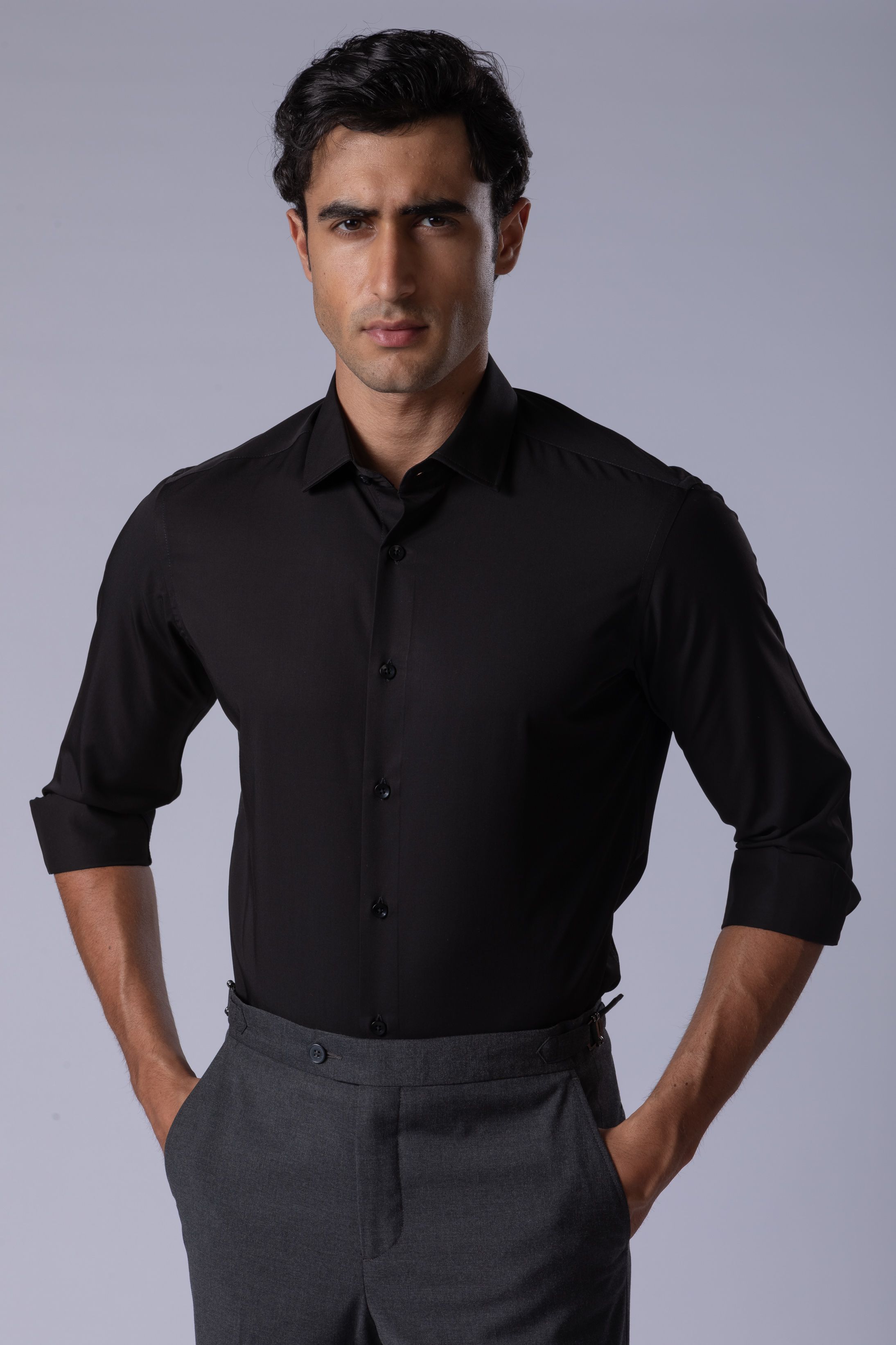 Camisa Manga Longa Slim fit Preto - Diodato Alfaiataria