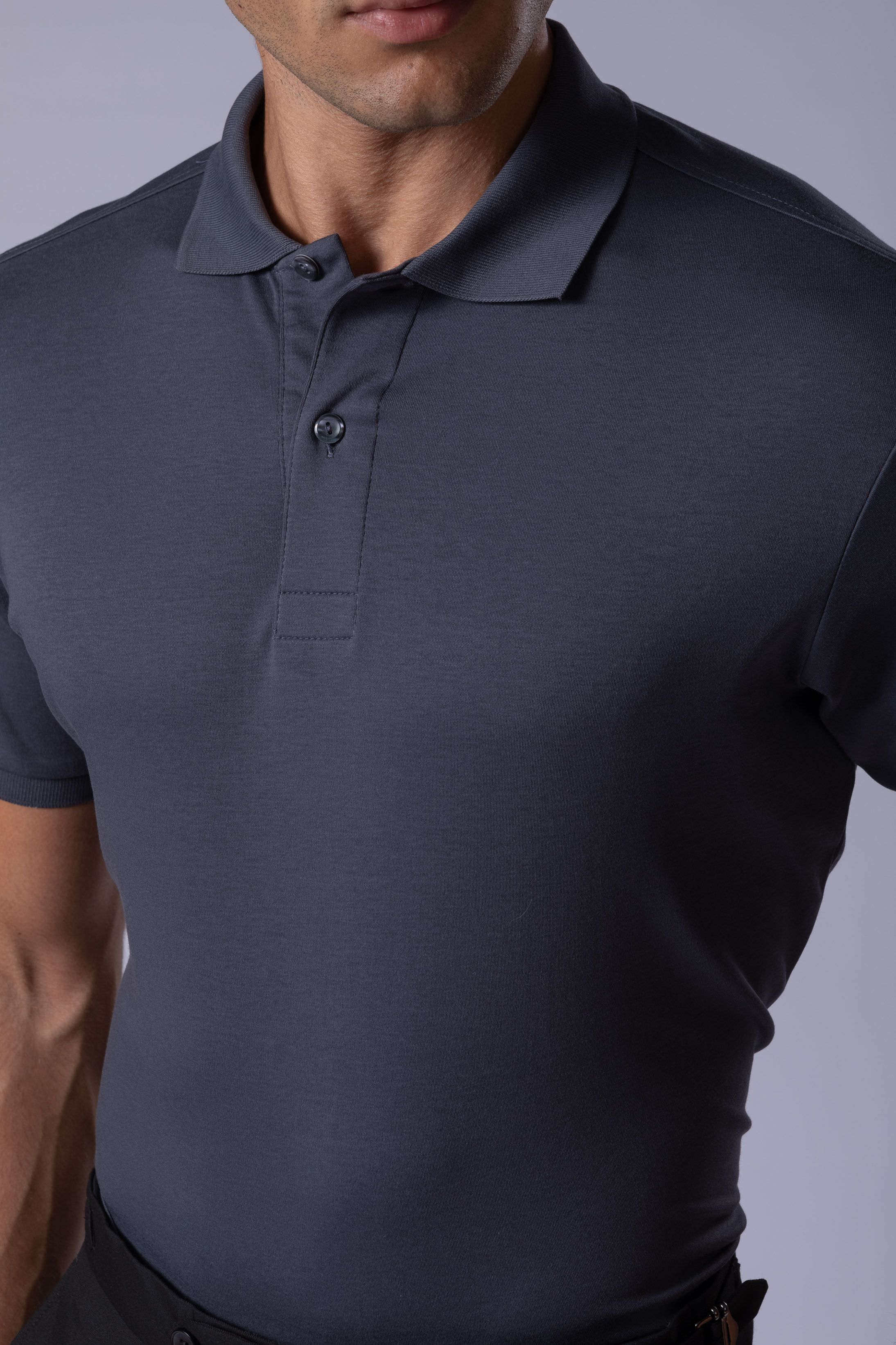 Camisa Polo Malha Peruana grafite