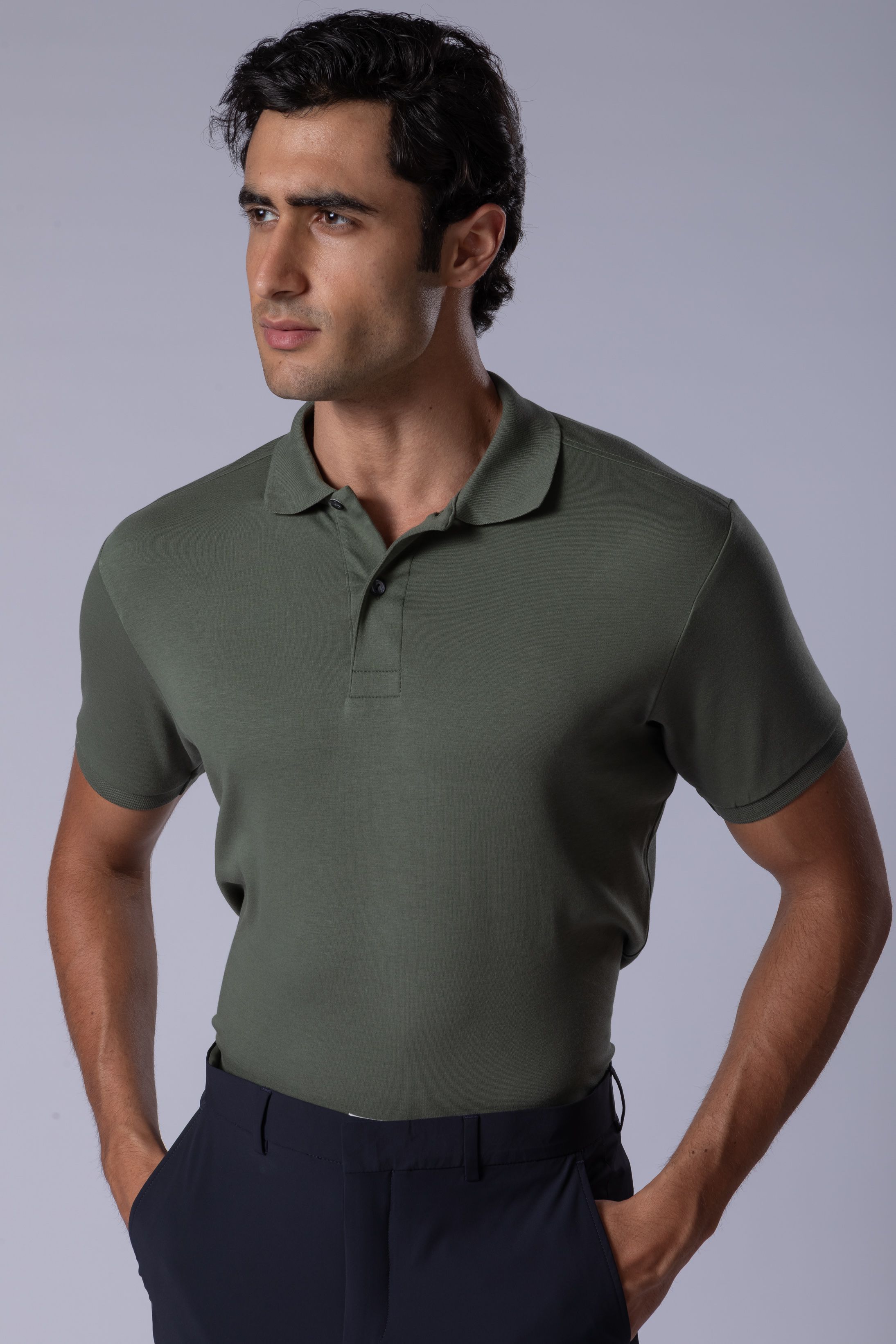 Camisa Polo Malha Peruana Verde - Diodato Alfaiataria