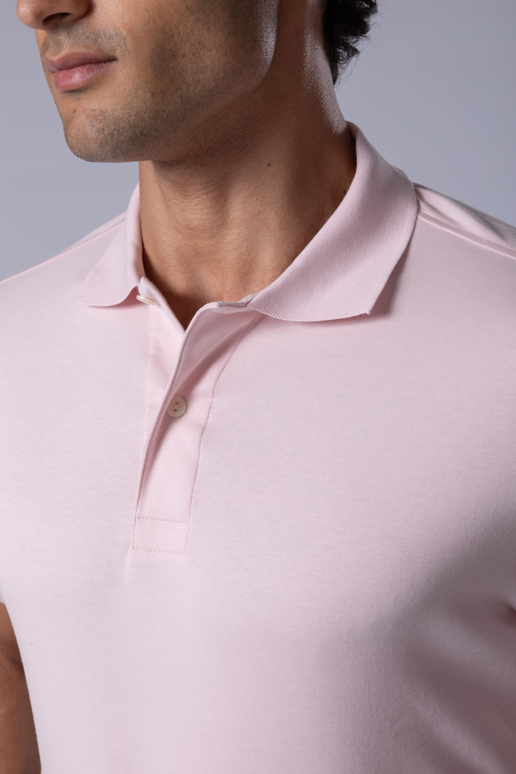 Camisa Polo Malha Peruana Rosa