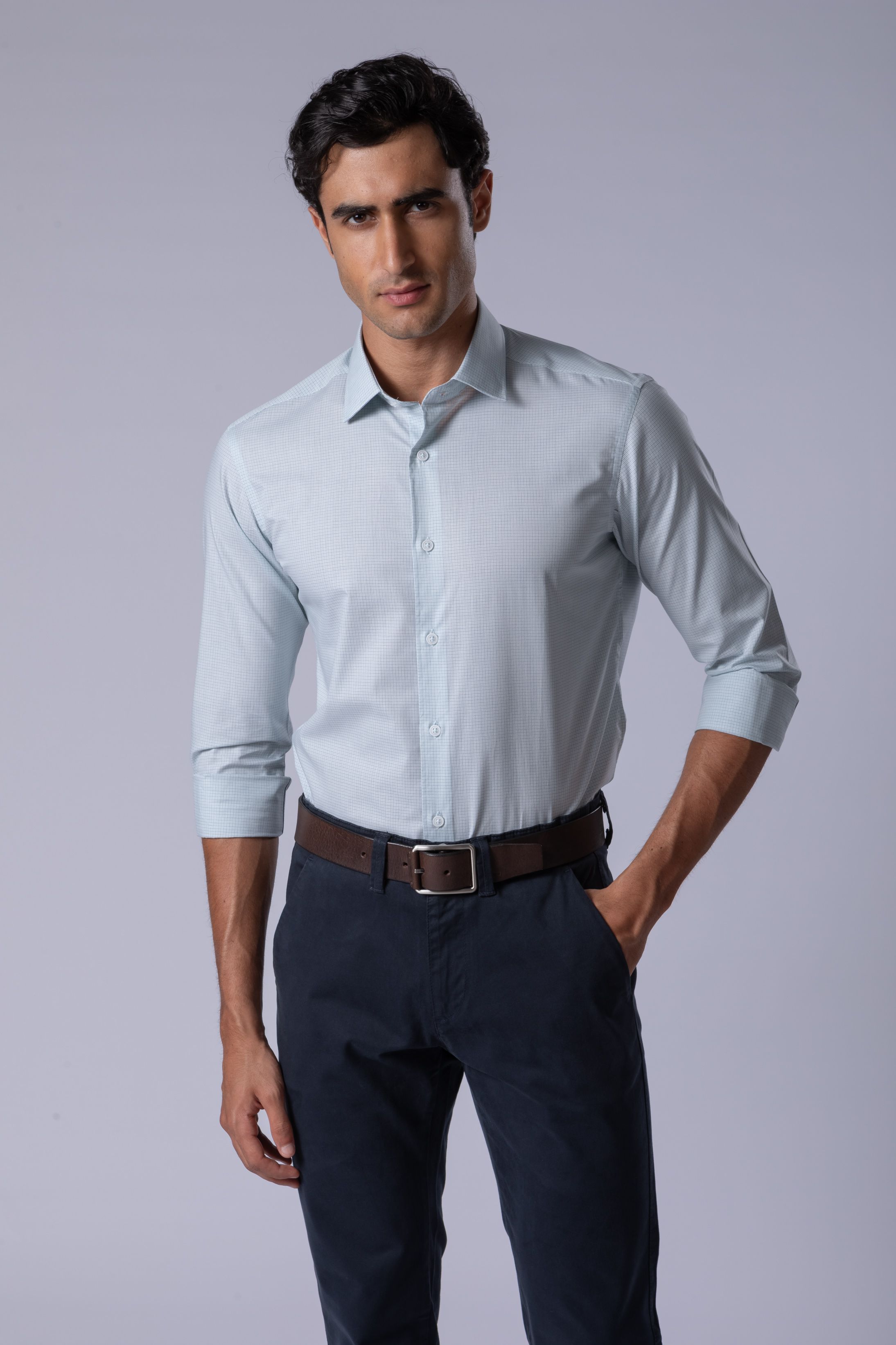 Camisa Manga Longa Slim fit Verde quadriculado - Diodato Alfaiataria