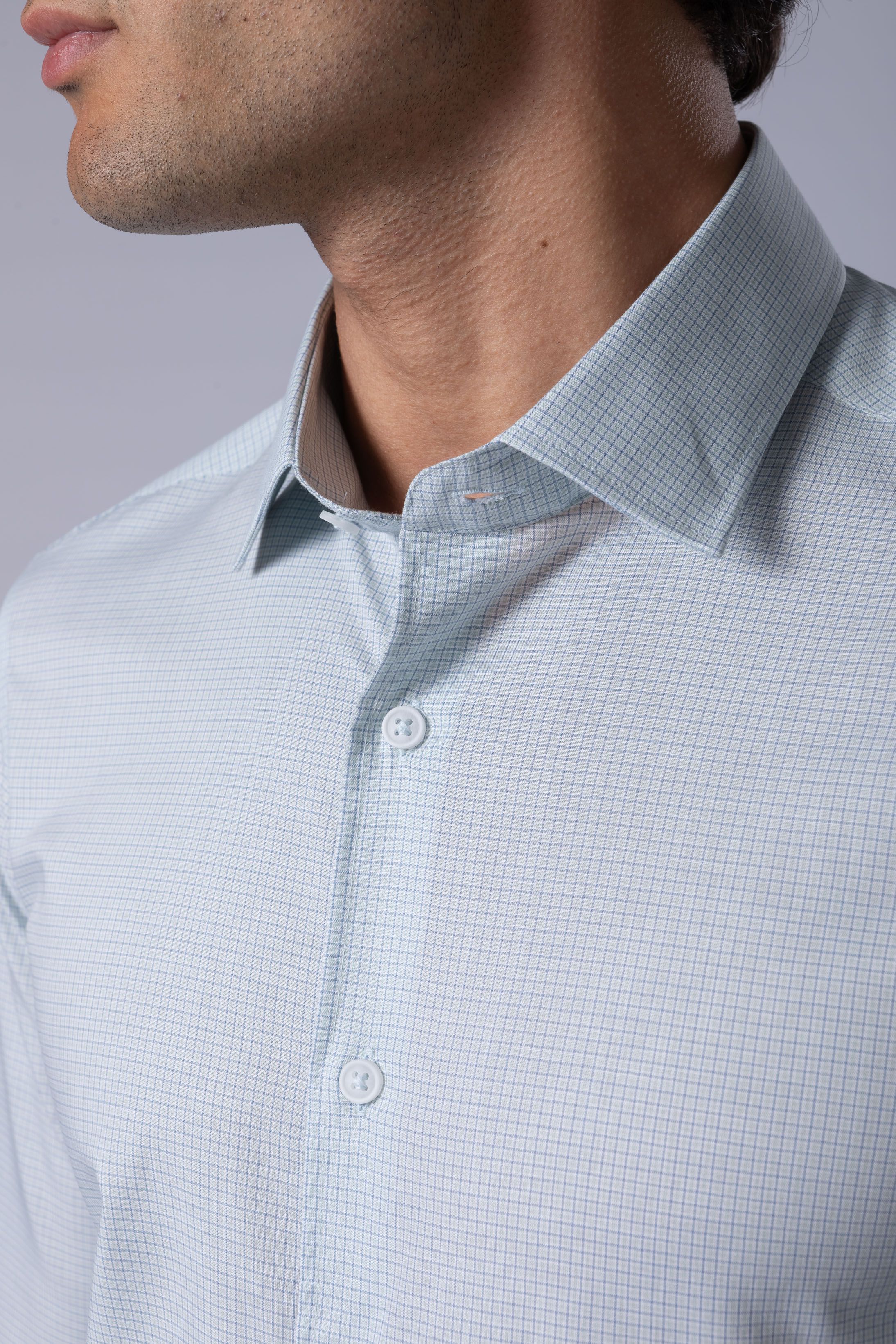 Camisa Manga Longa Slim fit Verde quadriculado