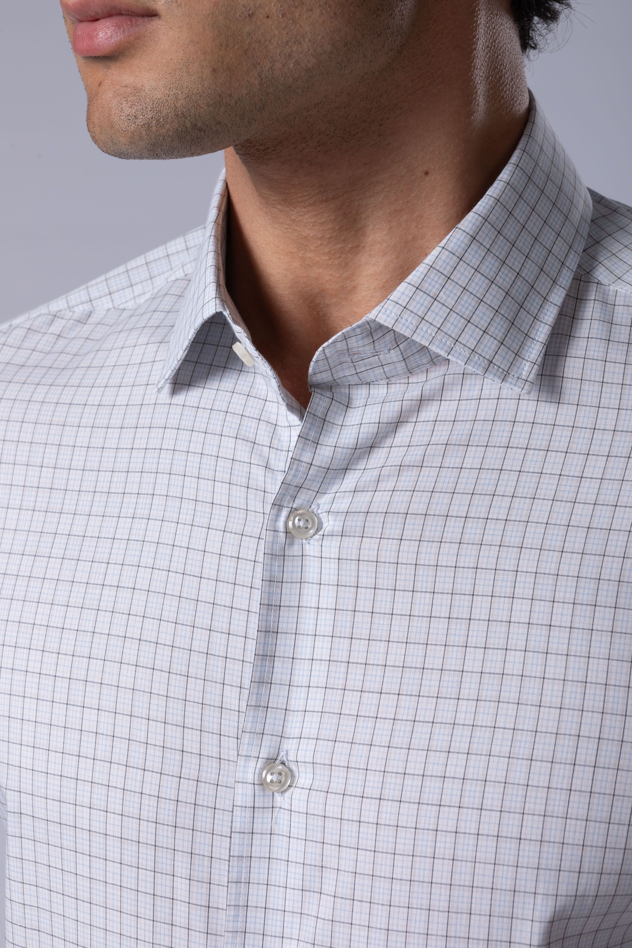 Camisa Manga Longa Slim fit Quadriculado preto/azul