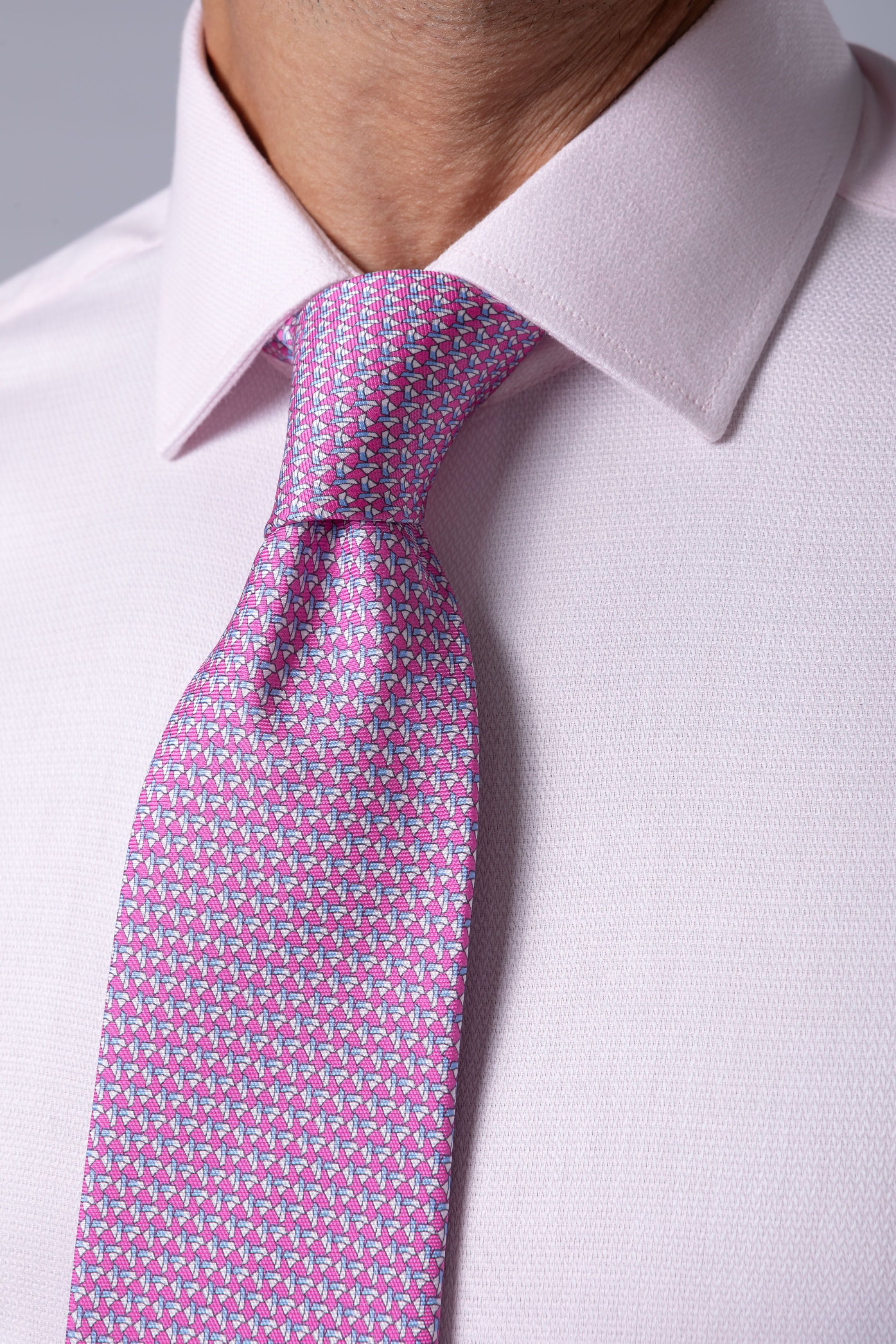 Gravata Seda Italiana Rosa com azul