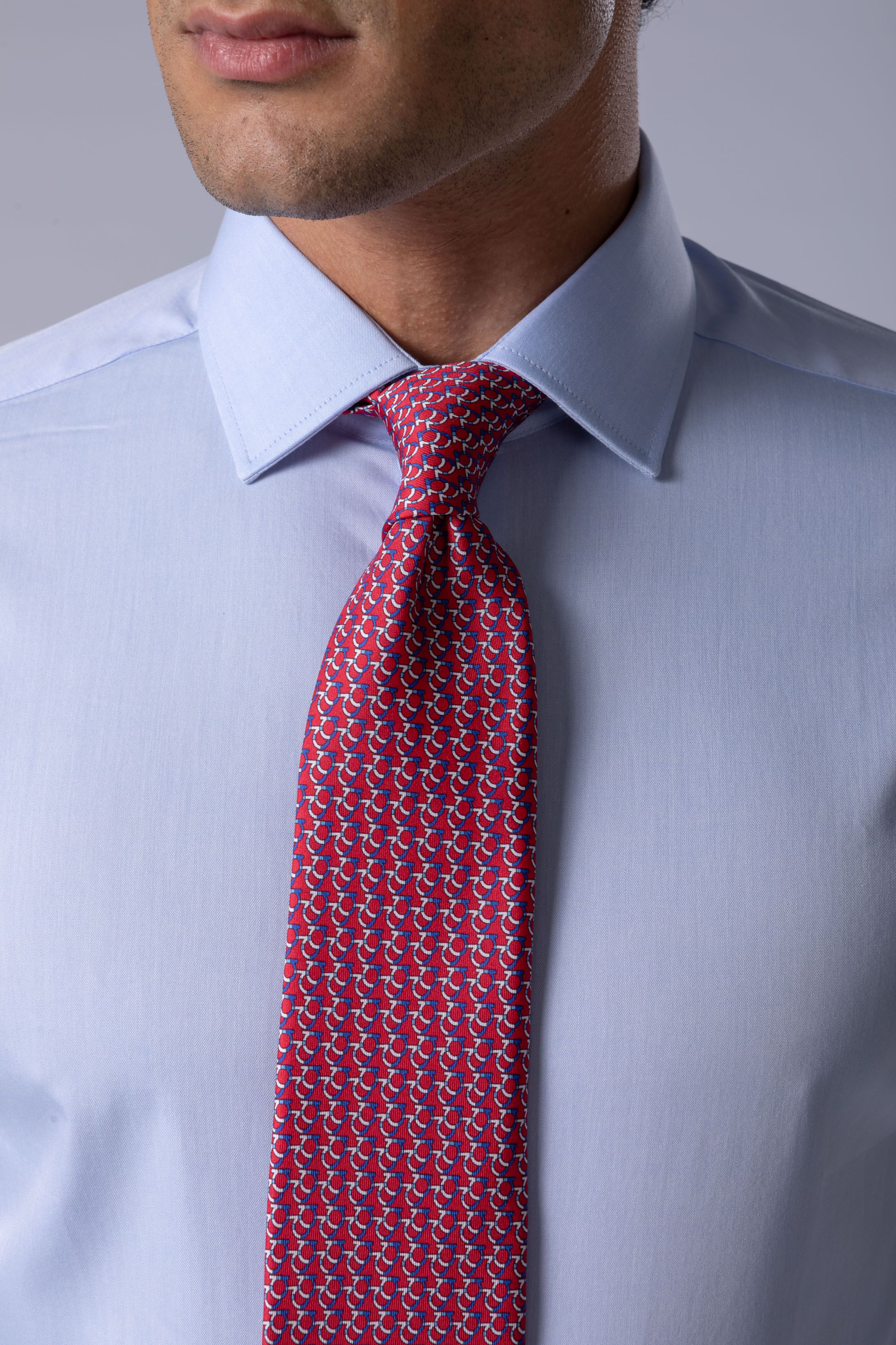 Gravata Seda Italiana Vermelho com azul - Diodato Alfaiataria