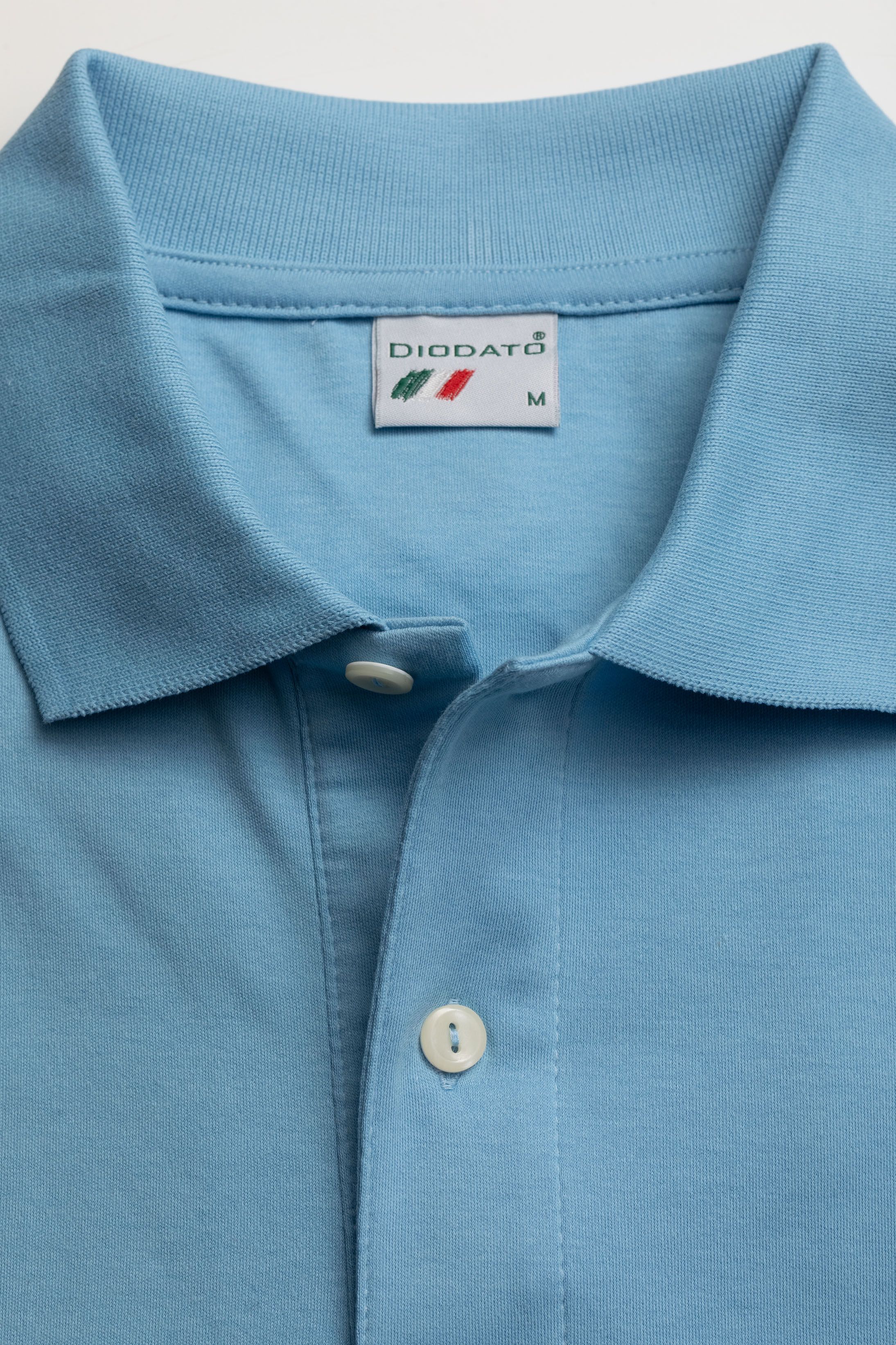 Camisa Polo Malha Peruana azul - Diodato Alfaiataria