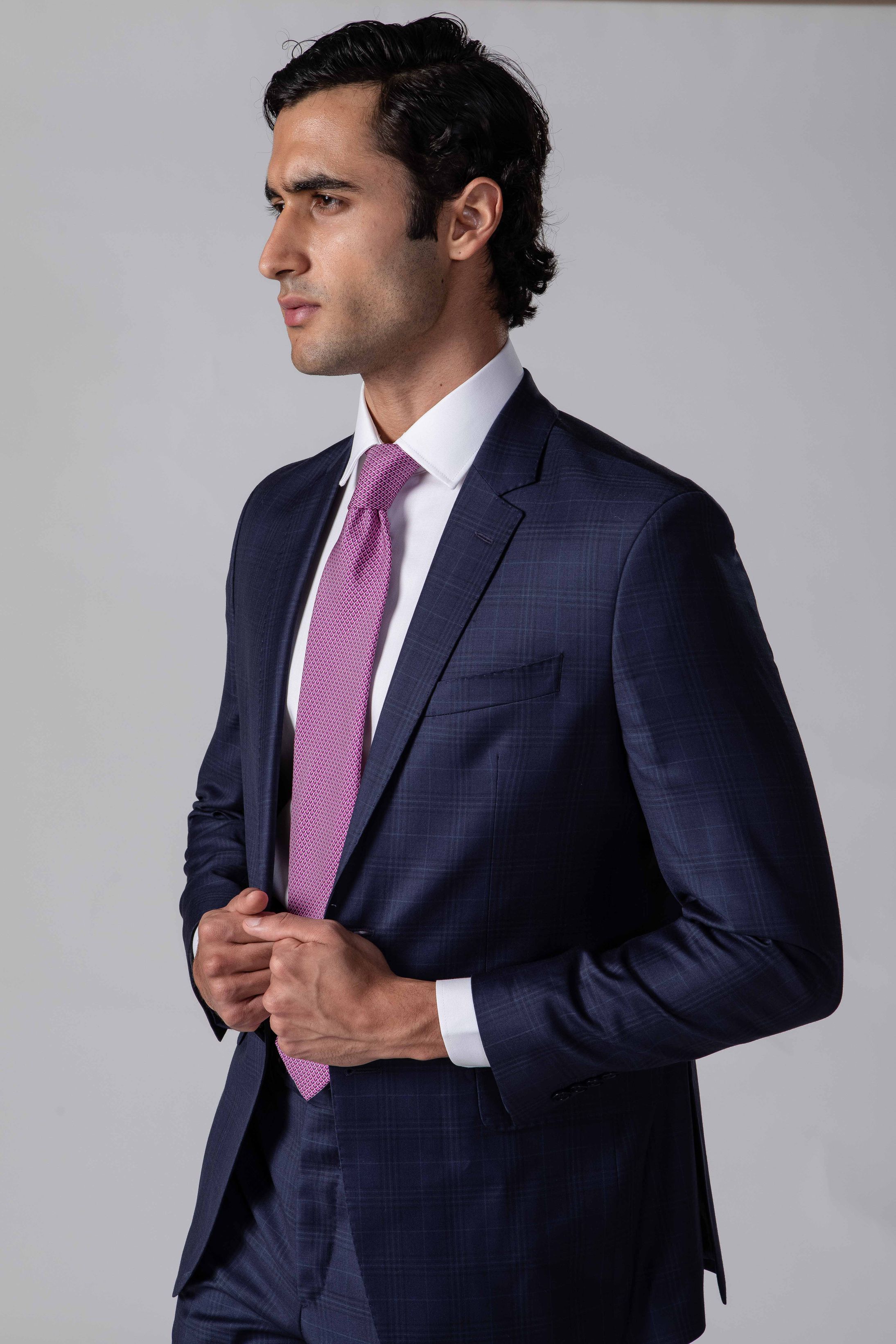 Costume Reda Super 130 Slim Window Pane Marinho
