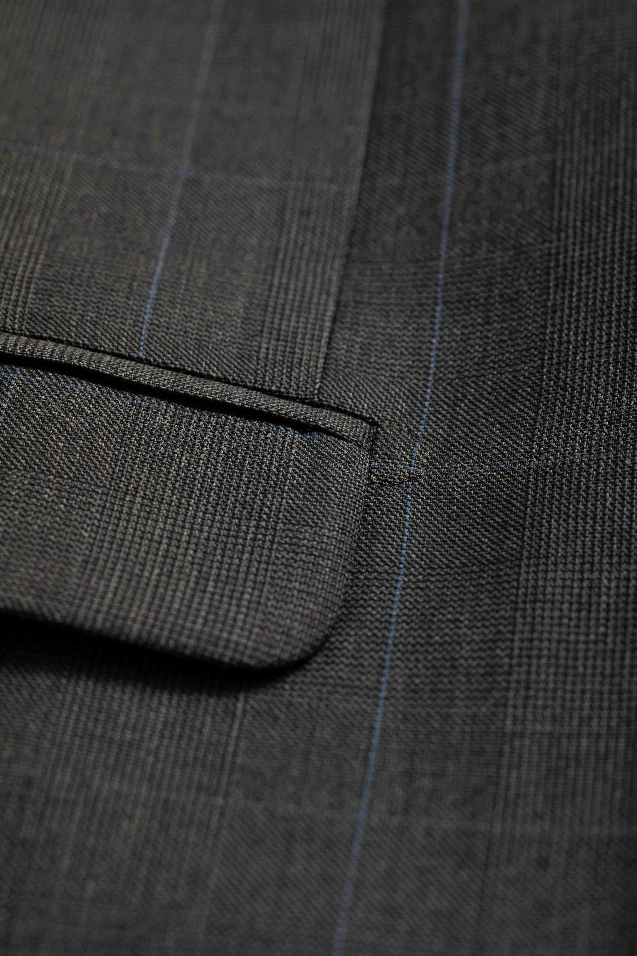 Terno Super 120 Slim Window Pane cinza médio