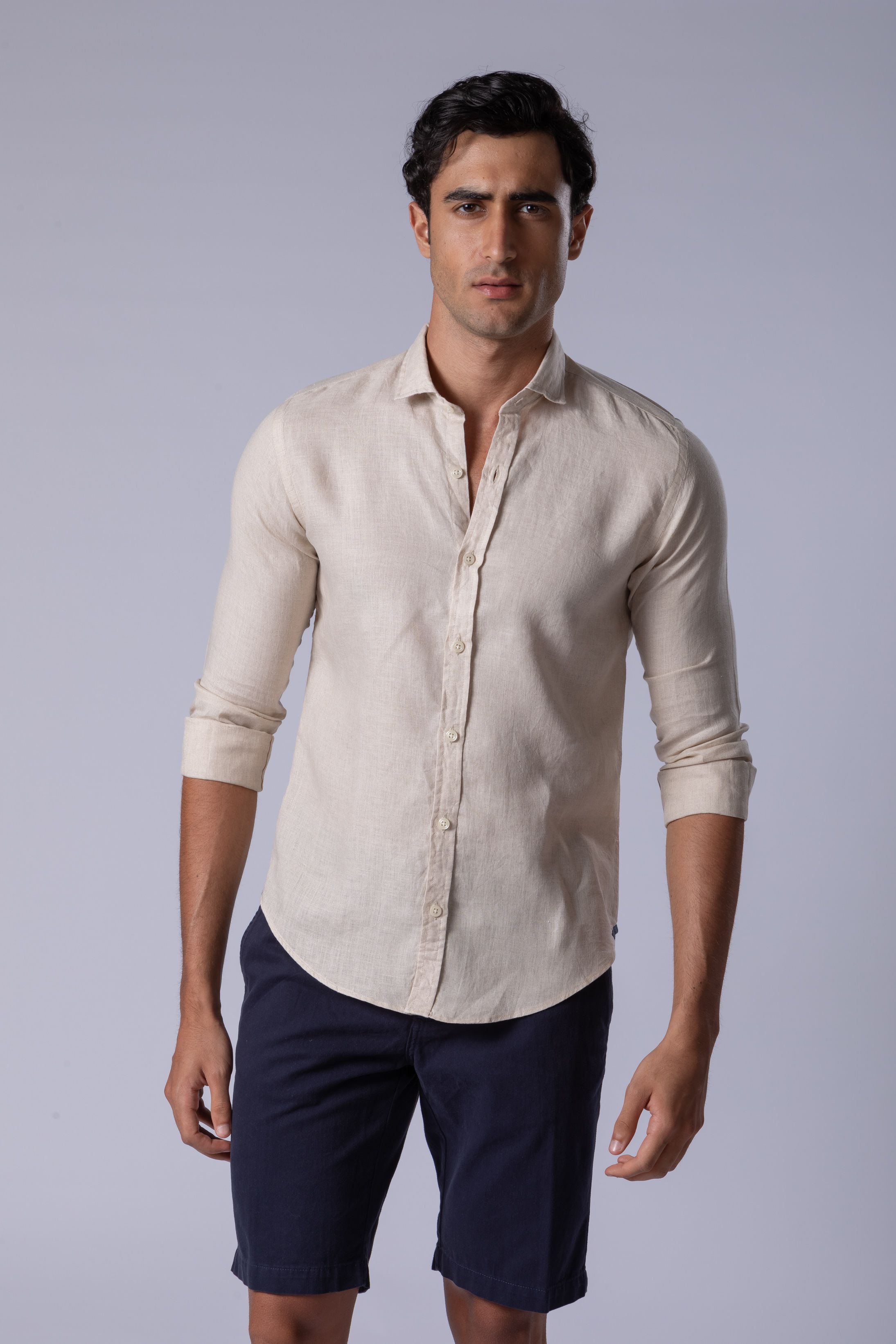 Camisa Manga Longa Slim Fit Linho cru - Diodato Alfaiataria