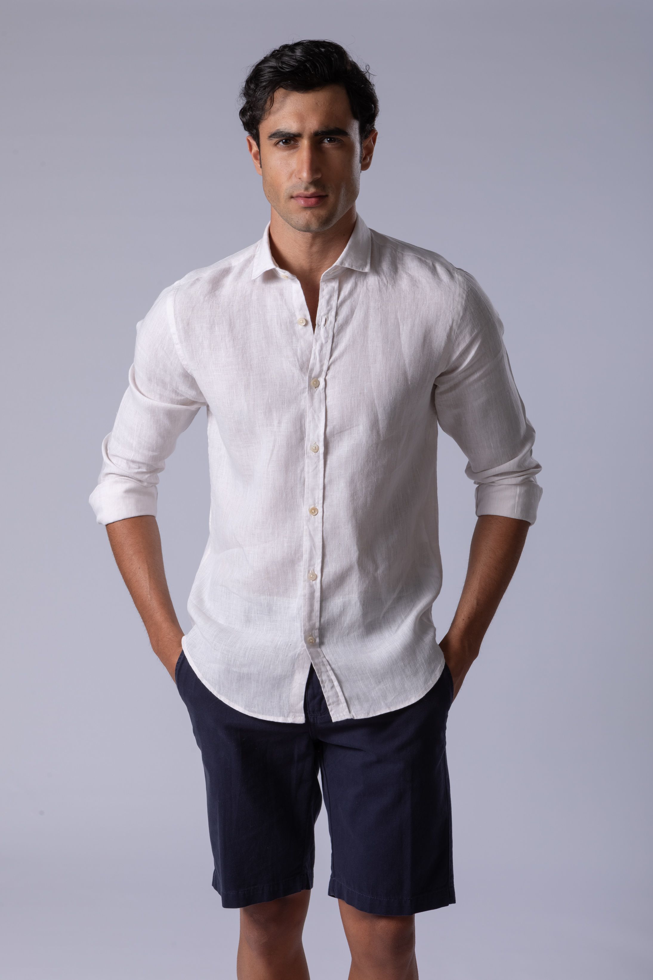 Camisa Manga Longa Regular Linho areia - Diodato Alfaiataria