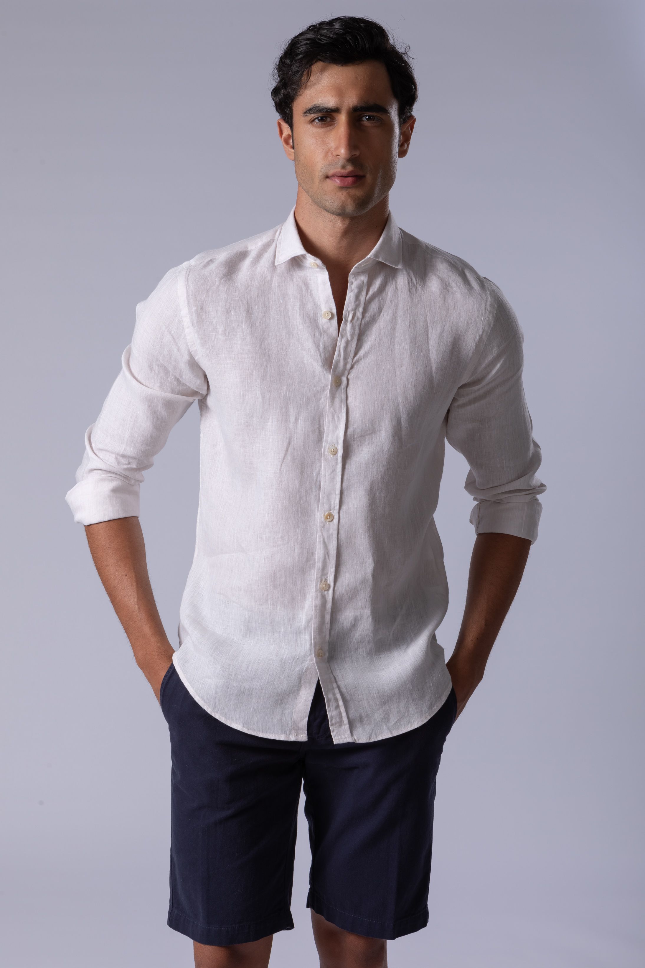 Camisa Manga Longa Slim Fit Linho areia - Diodato Alfaiataria