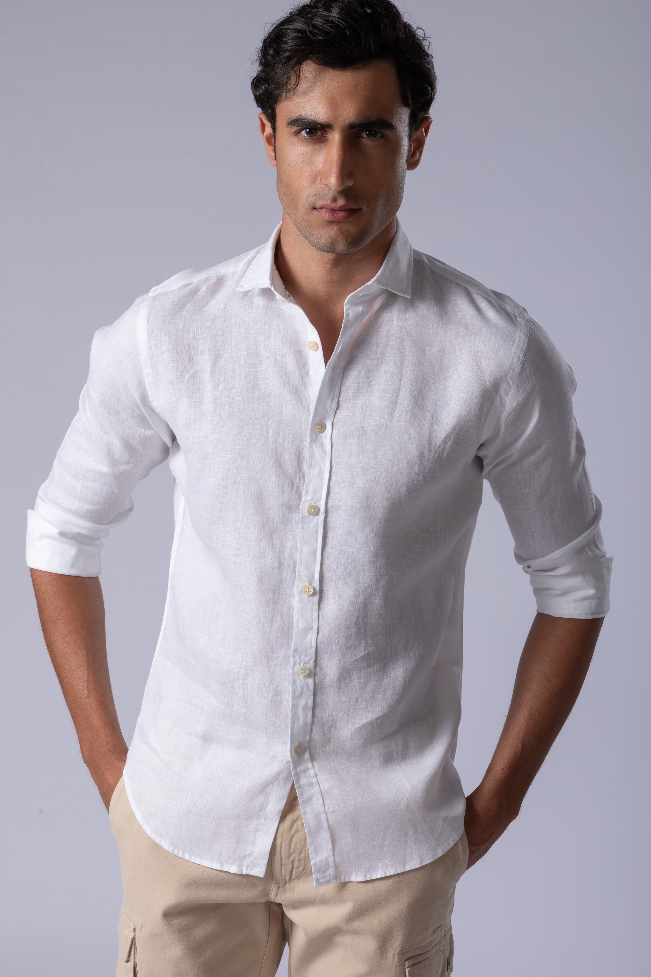 Camisa Manga Longa Regular Linho branco