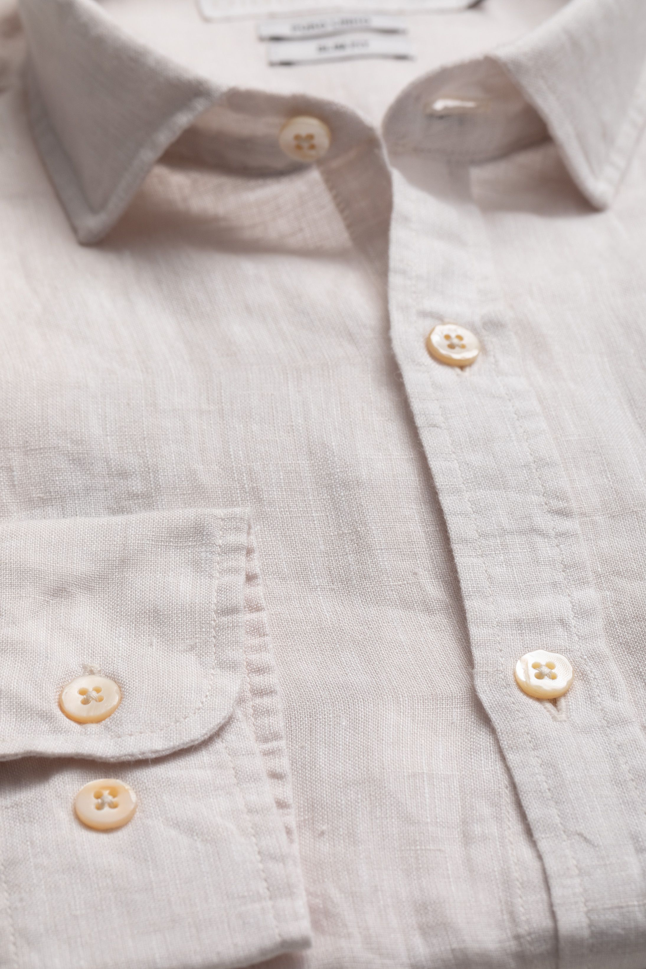 Camisa Manga Longa Slim Fit Linho areia