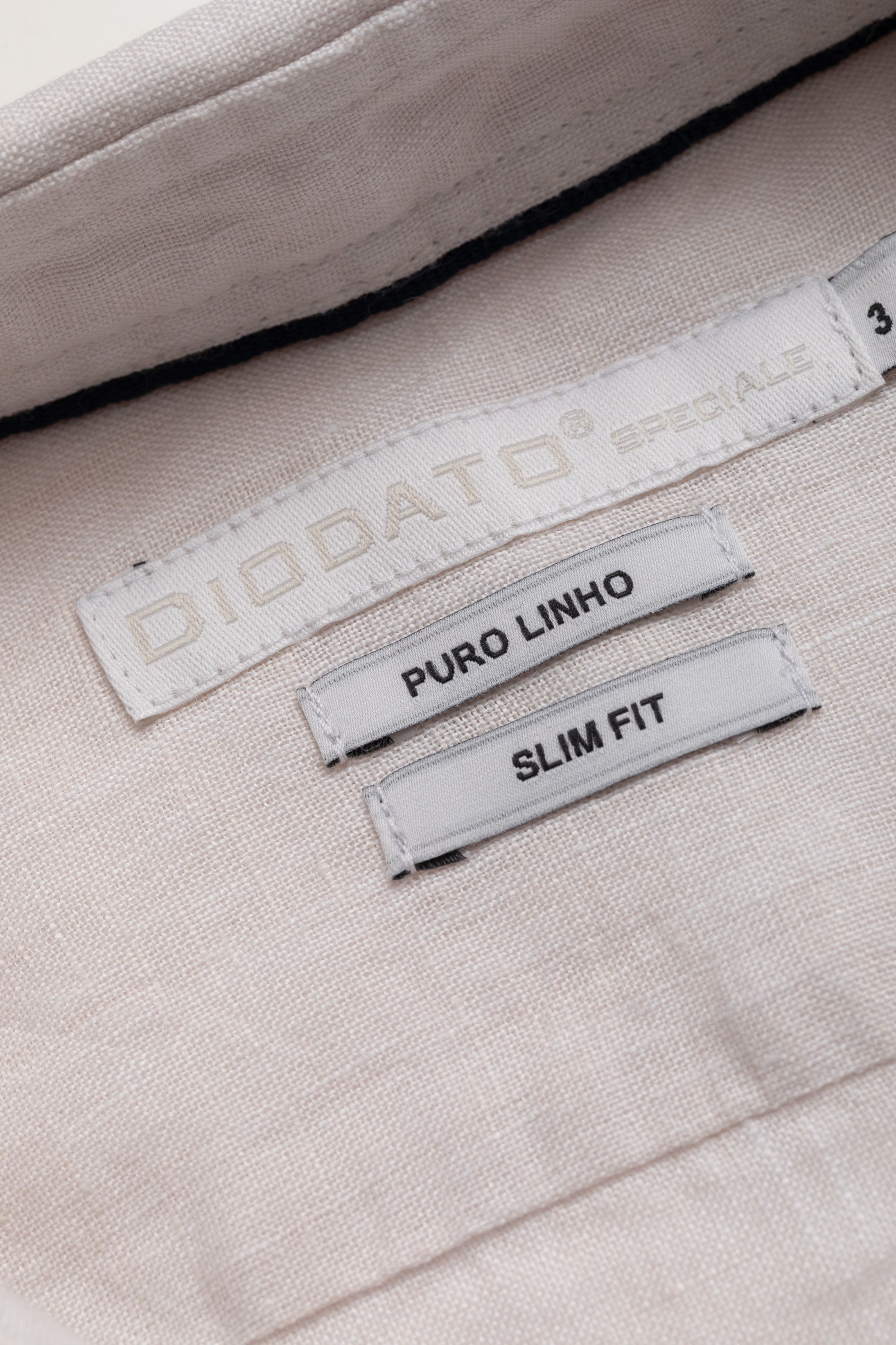 Camisa Manga Longa Slim Fit Linho areia
