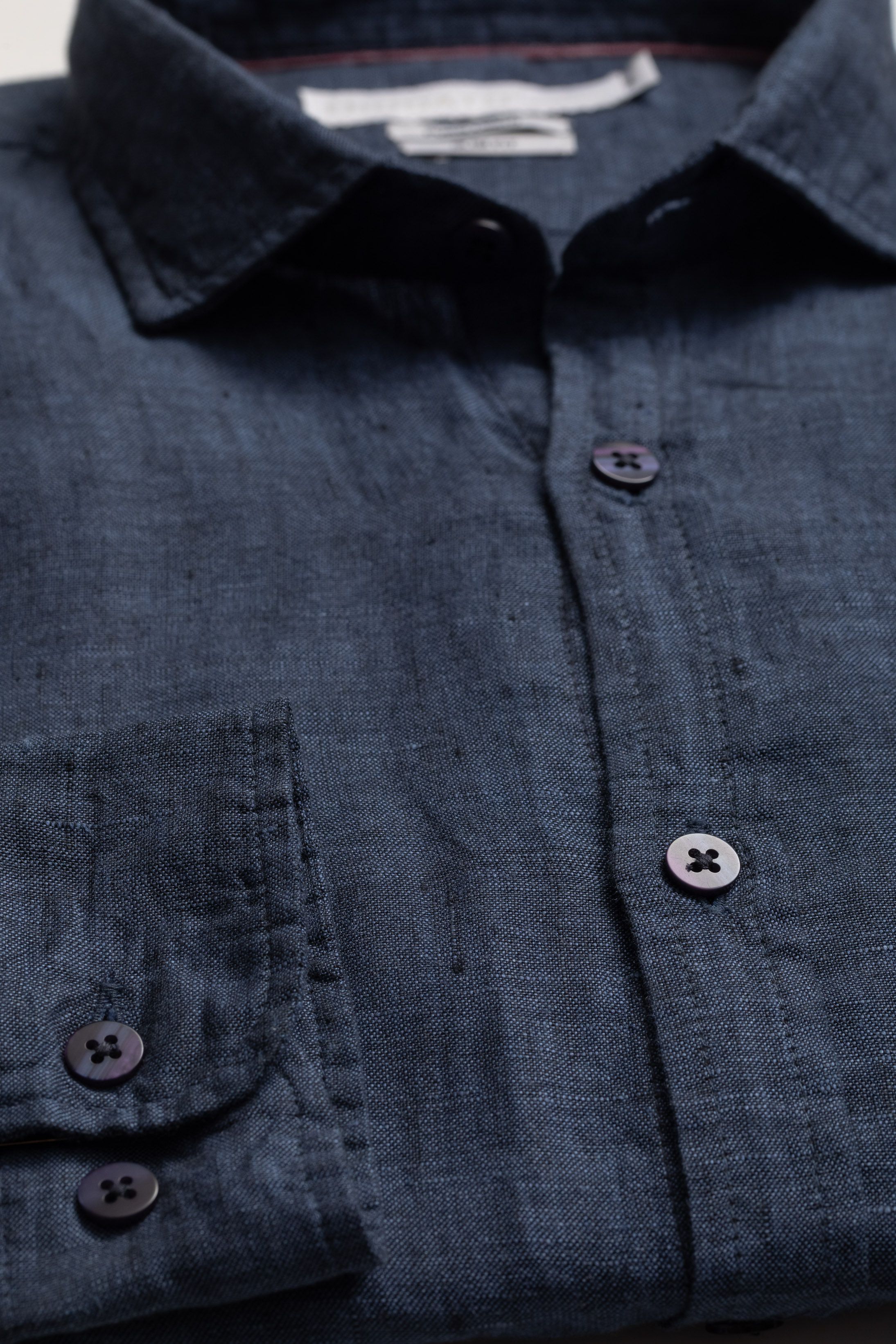 Camisa Manga Longa Slim Fit Linho marinho