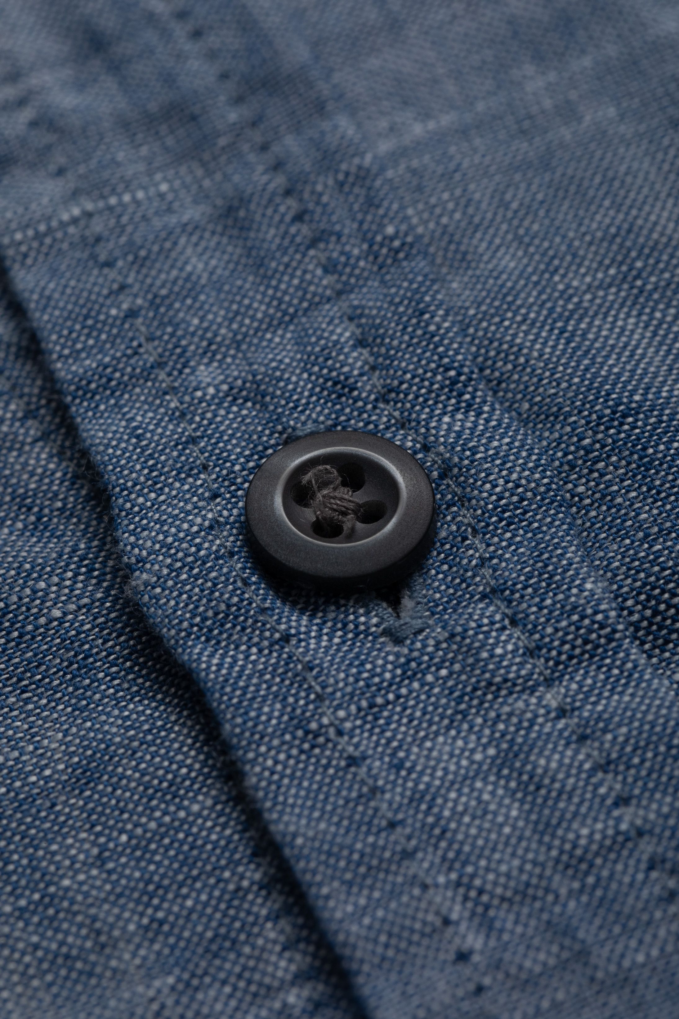 Camisa Manga Longa Slim Fit Linho azul