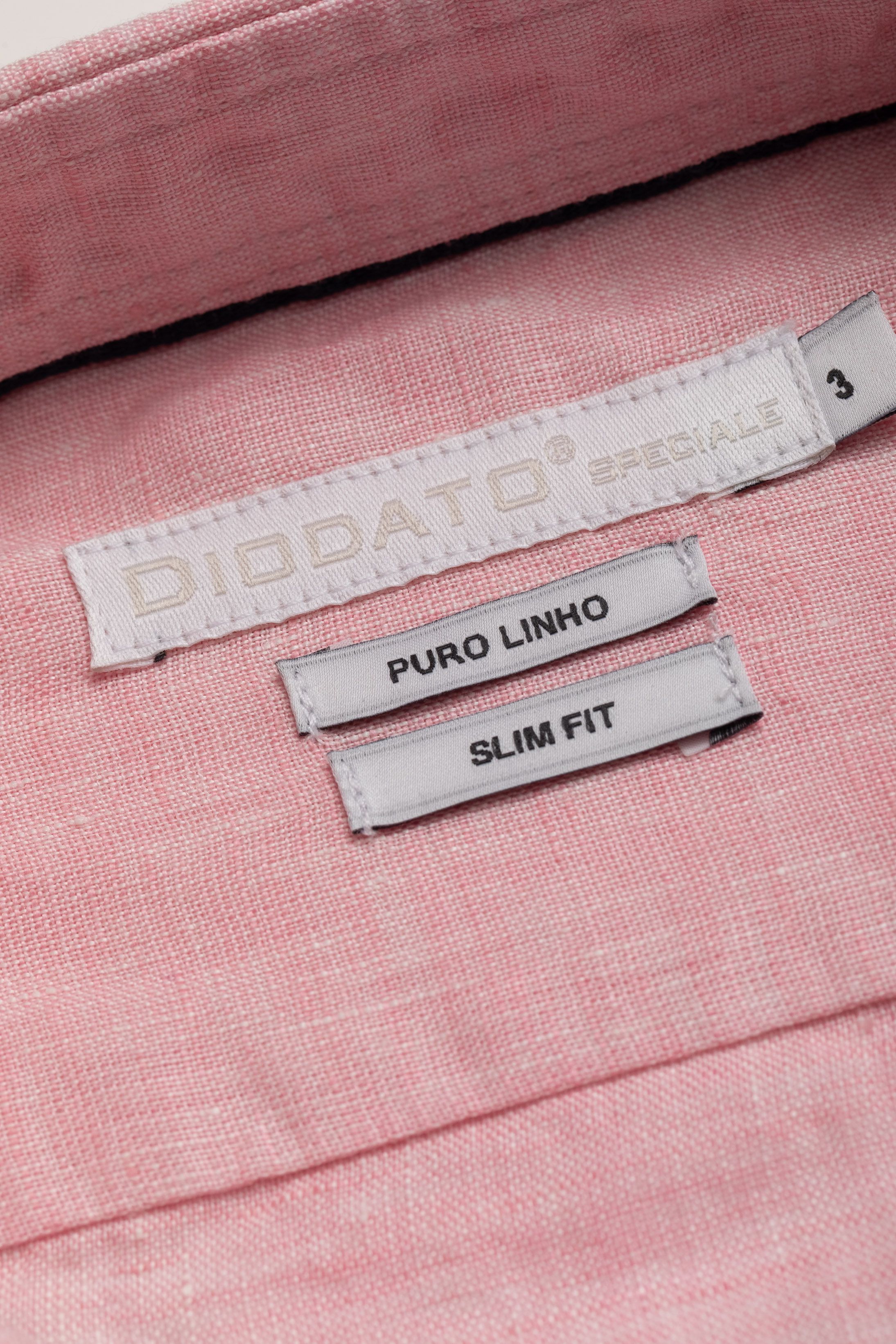 Camisa Manga Longa Slim Fit Linho rosa