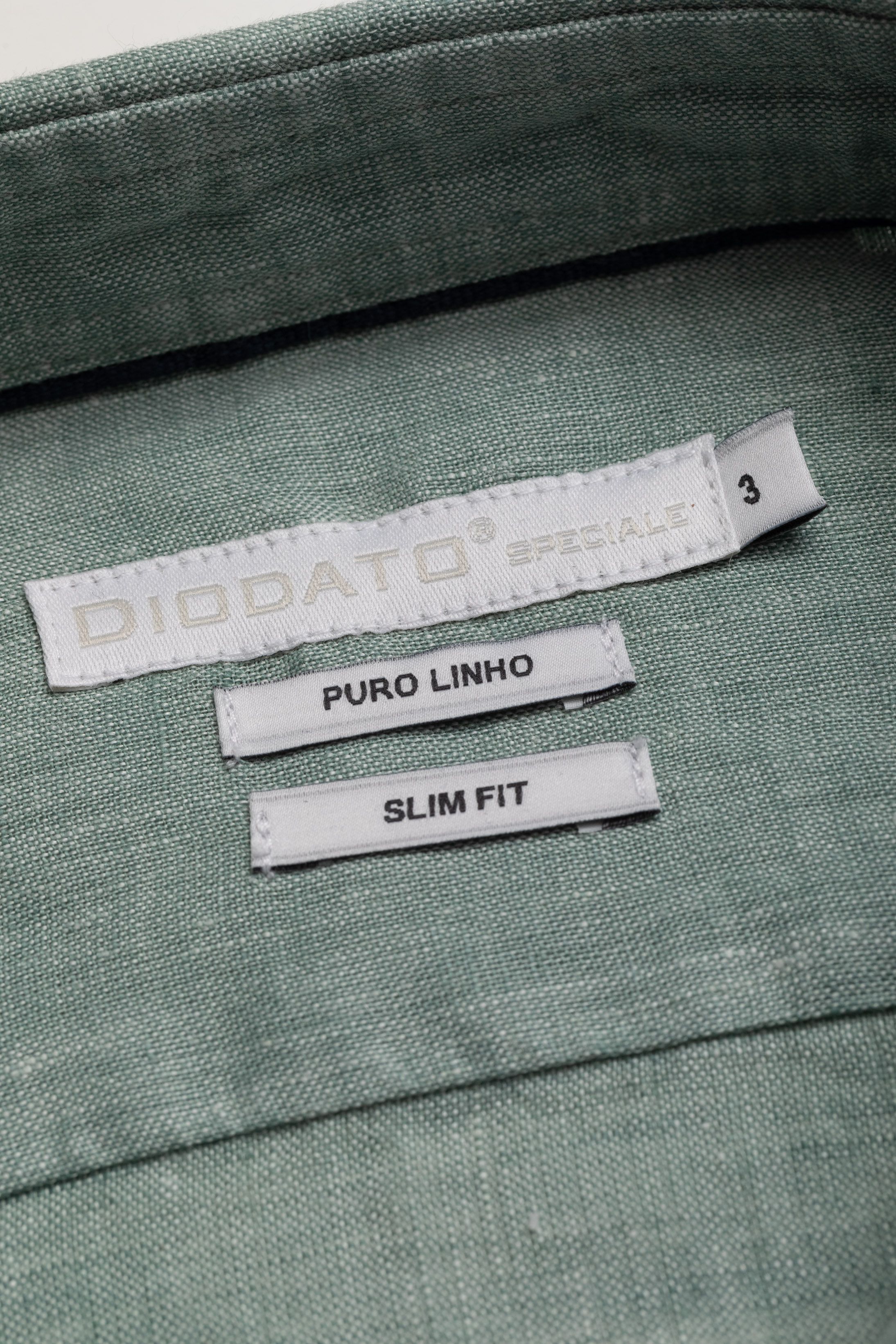 Camisa Manga Longa Slim Fit Linho verde