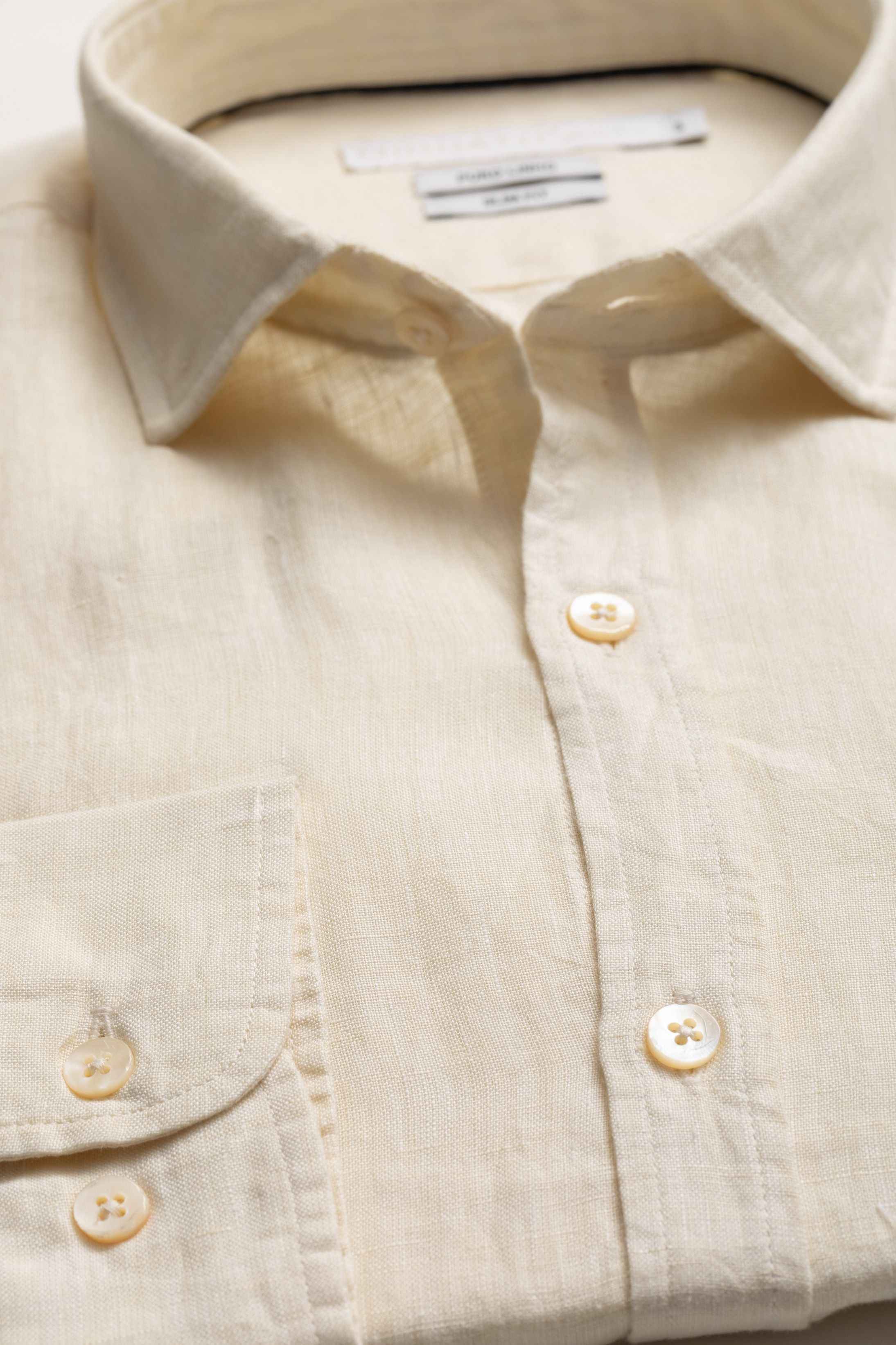 Camisa Manga Longa Slim Fit Linho amarela
