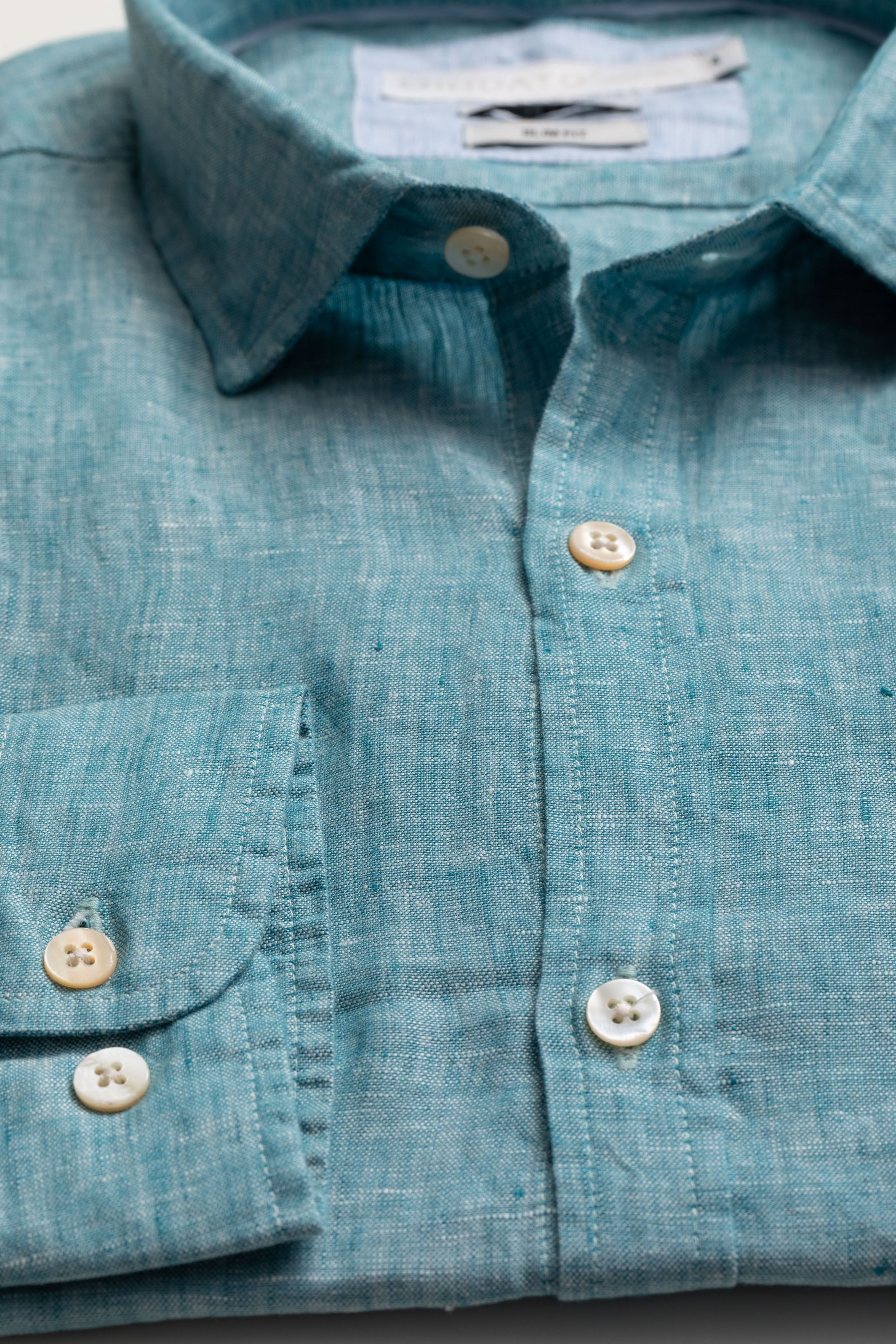 Camisa Manga Longa Slim Fit Linho verde folha - Diodato Alfaiataria