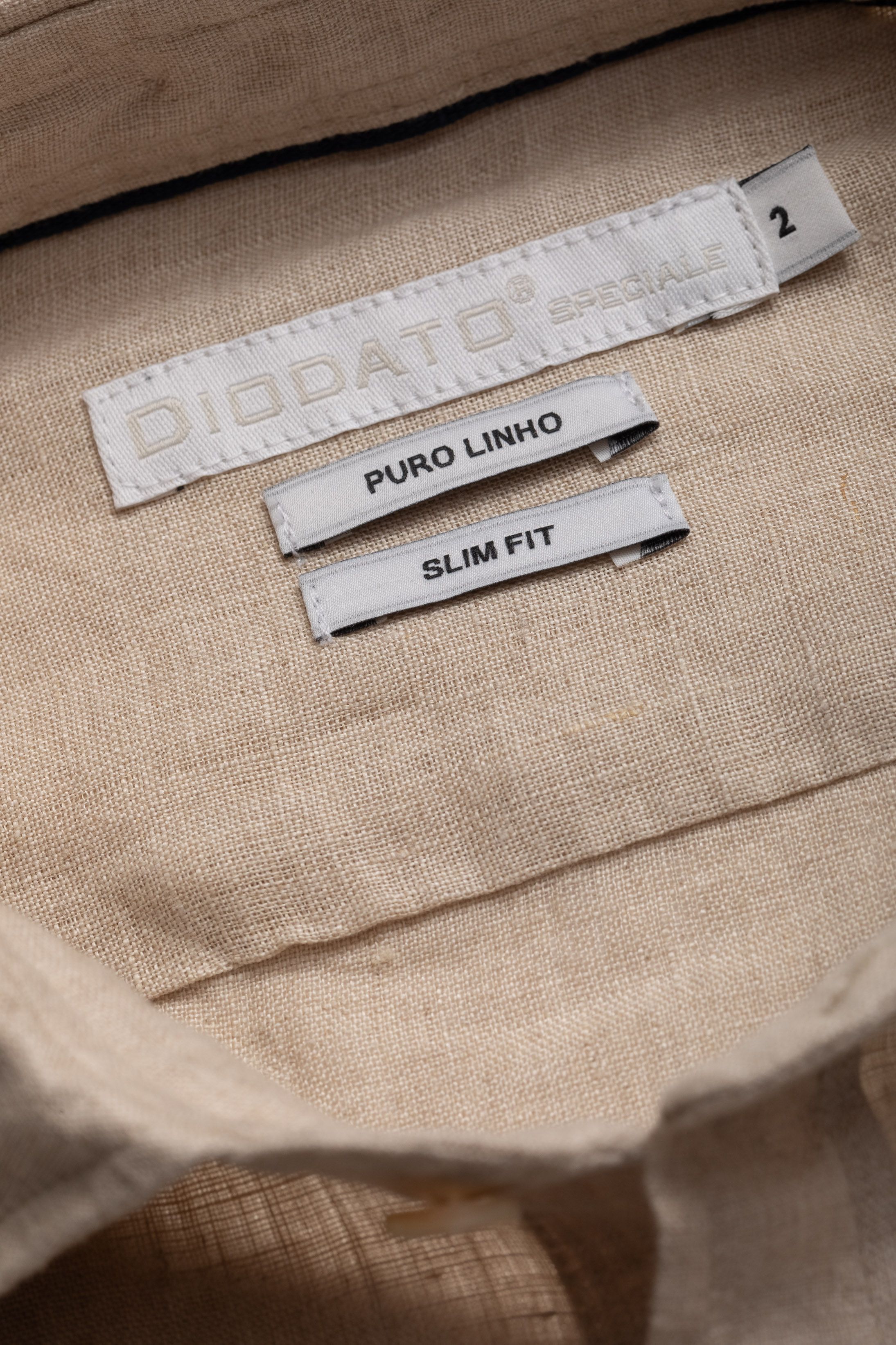 Camisa Manga Longa Slim Fit Linho cru