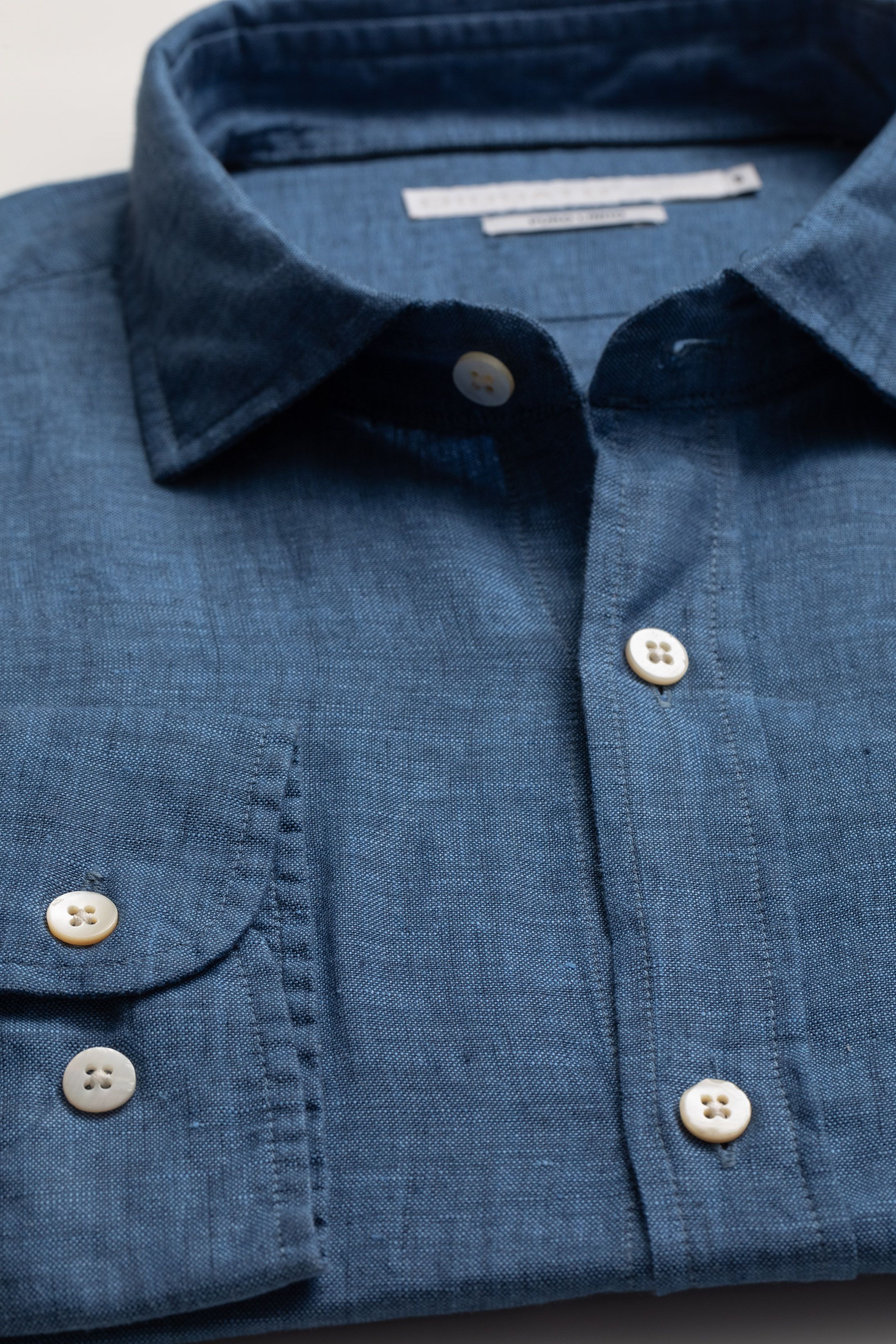Camisa Manga Longa Regular Linho azul jeans