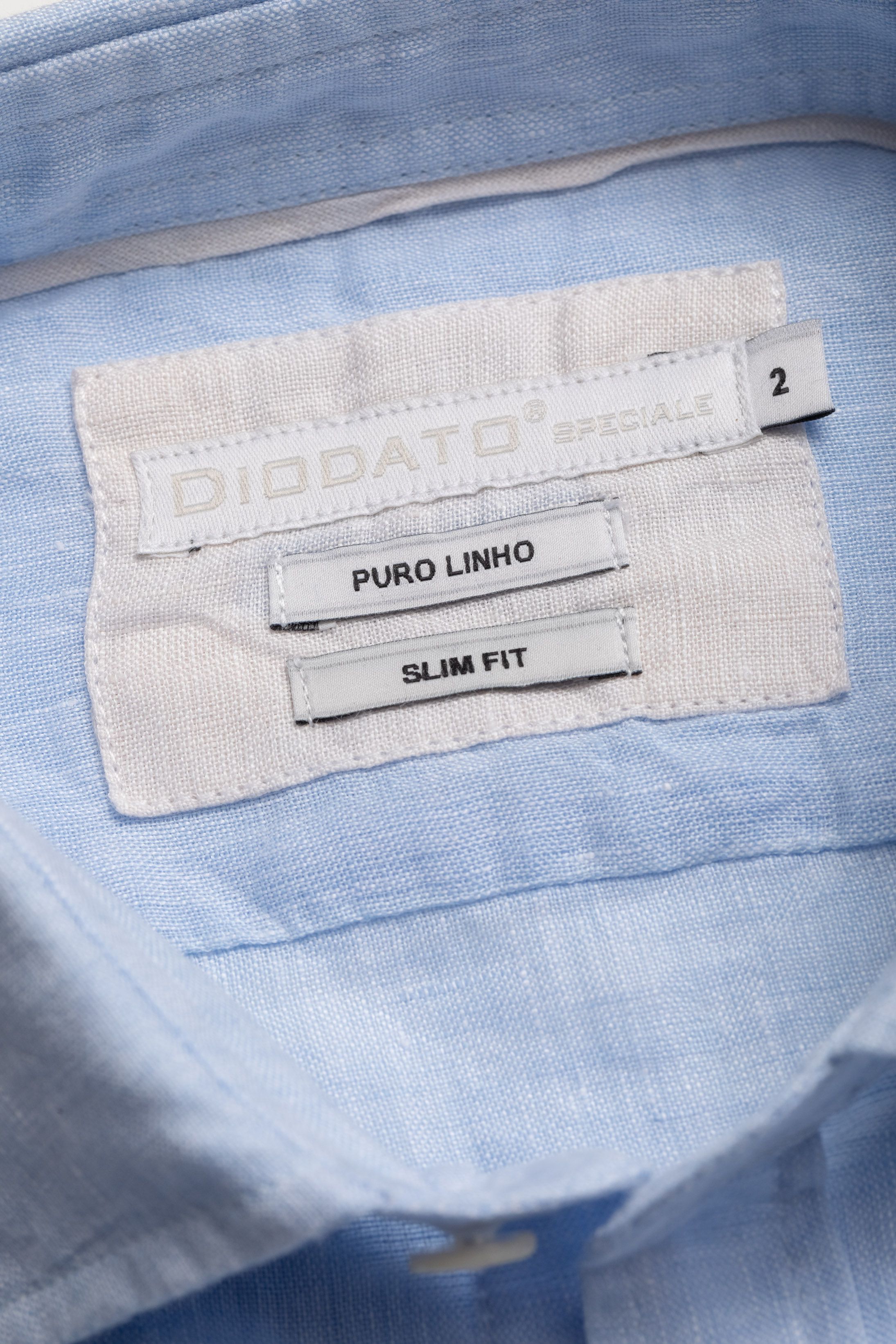 Camisa Manga Longa Slim Fit Linho azul claro