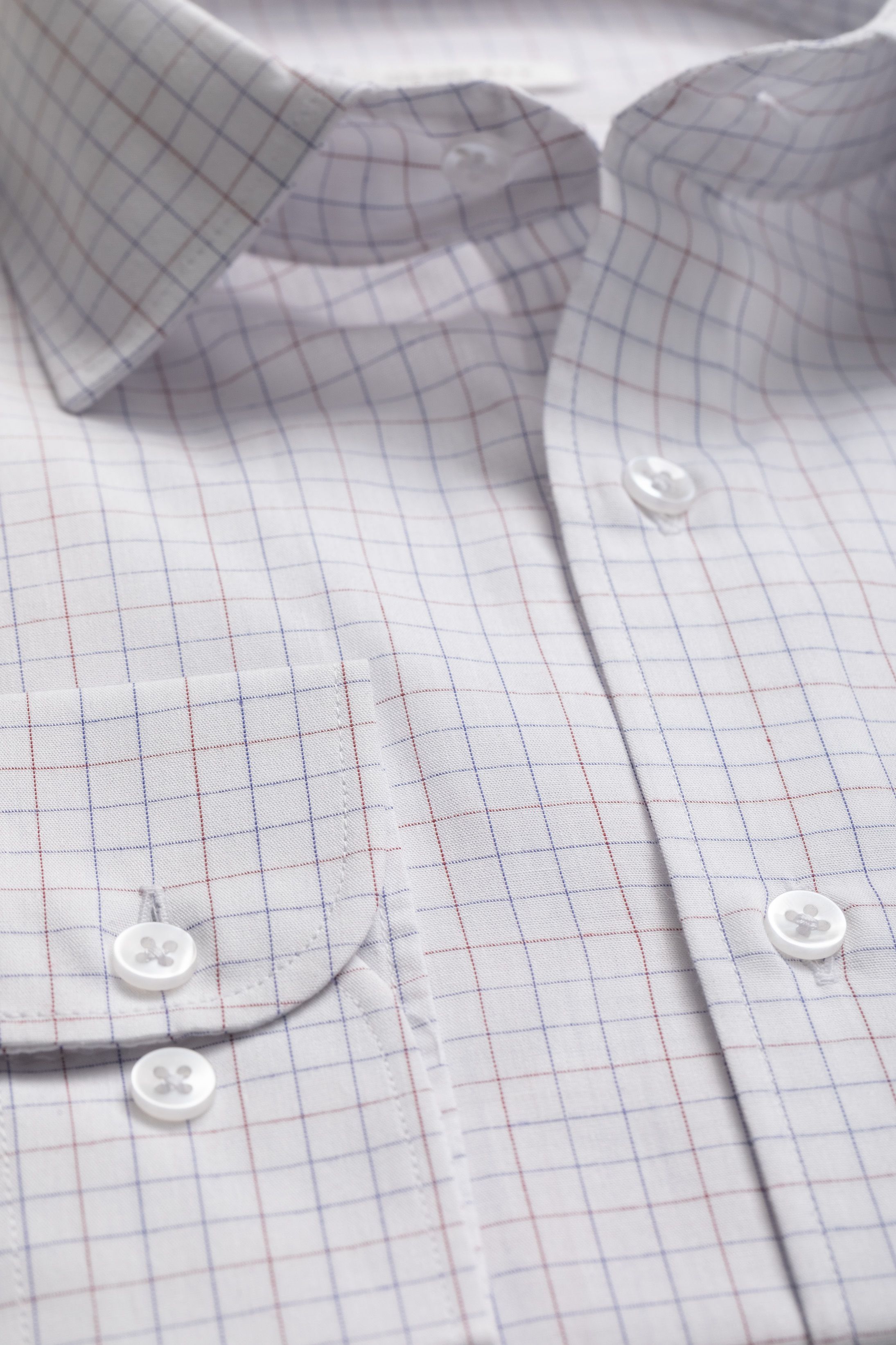 Camisa Manga Longa Slim fit Branco quadriculado vermelho/marinho