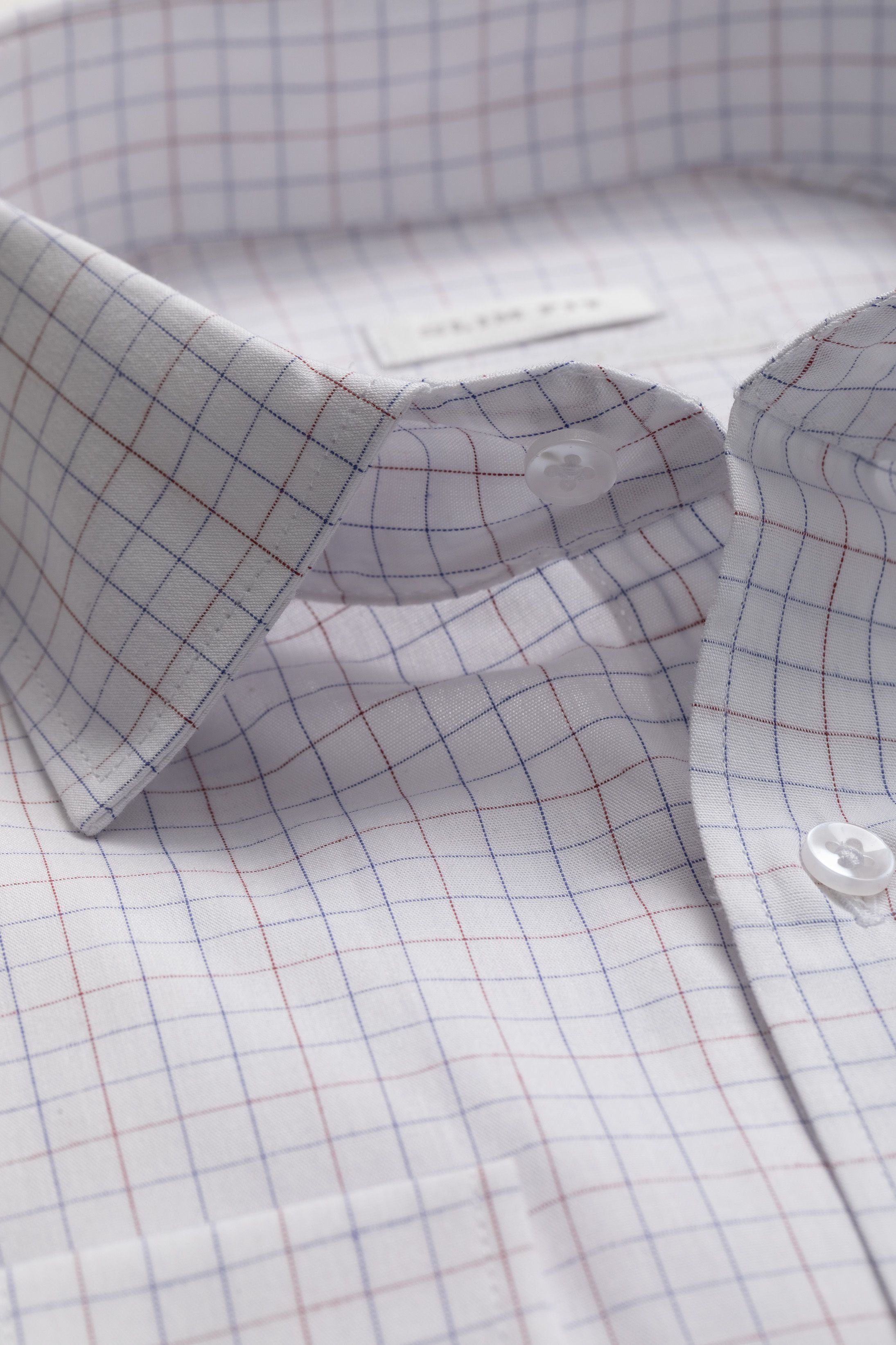 Camisa Manga Longa Slim fit Branco quadriculado vermelho/marinho