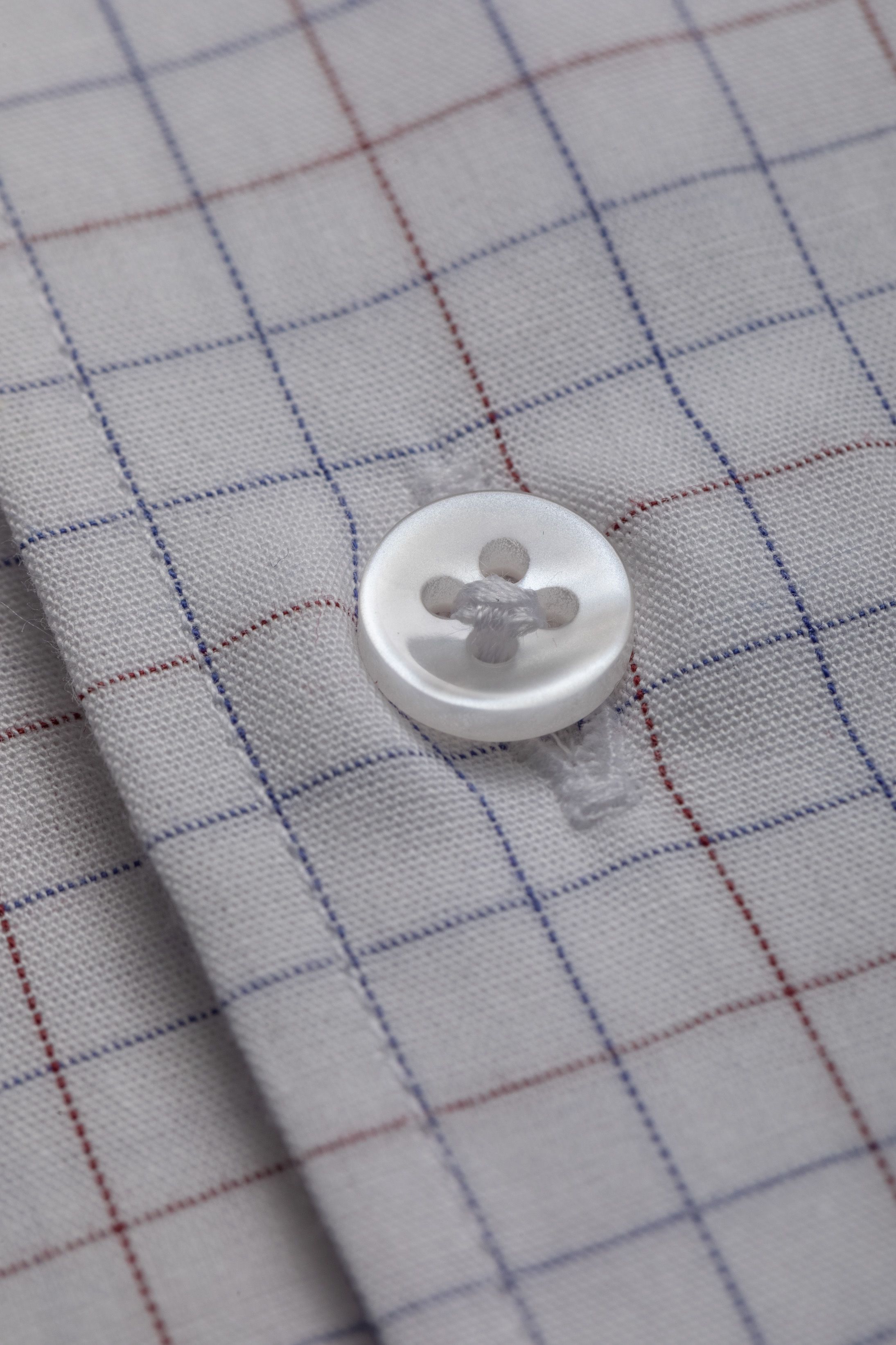 Camisa Manga Longa Slim fit Branco quadriculado vermelho/marinho