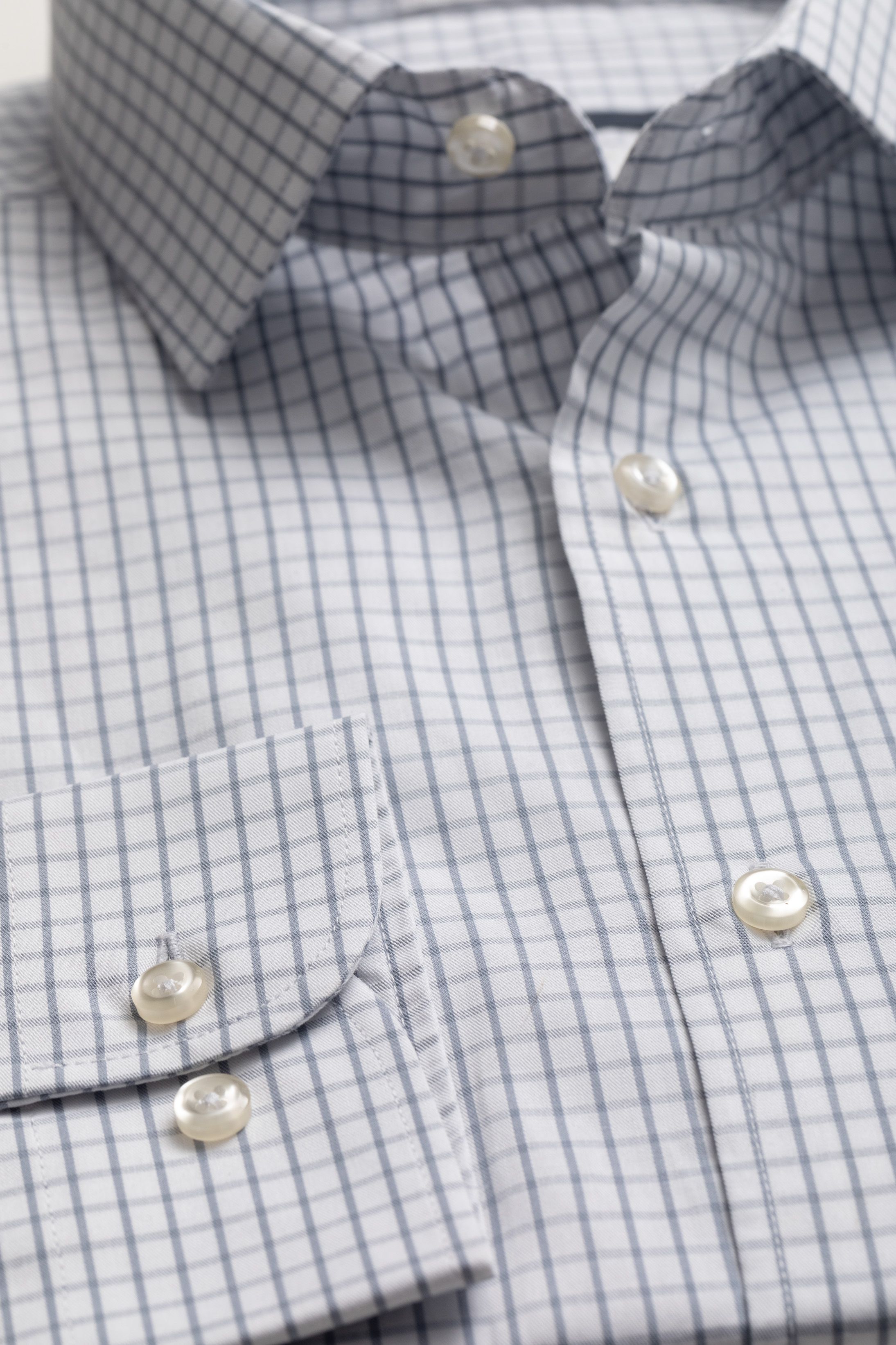Camisa Manga Longa Slim fit Quadriculado cinza