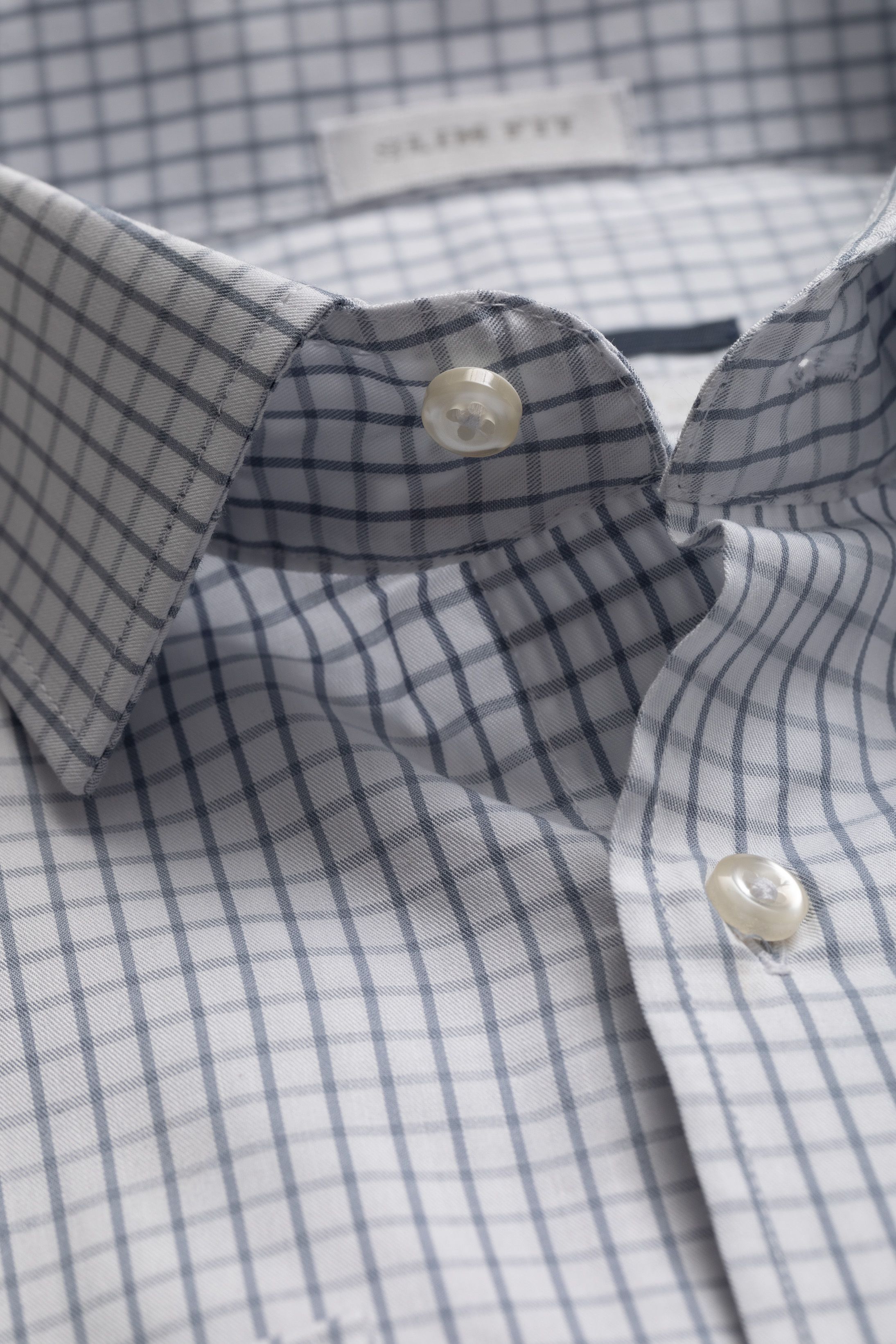 Camisa Manga Longa Slim fit Quadriculado cinza