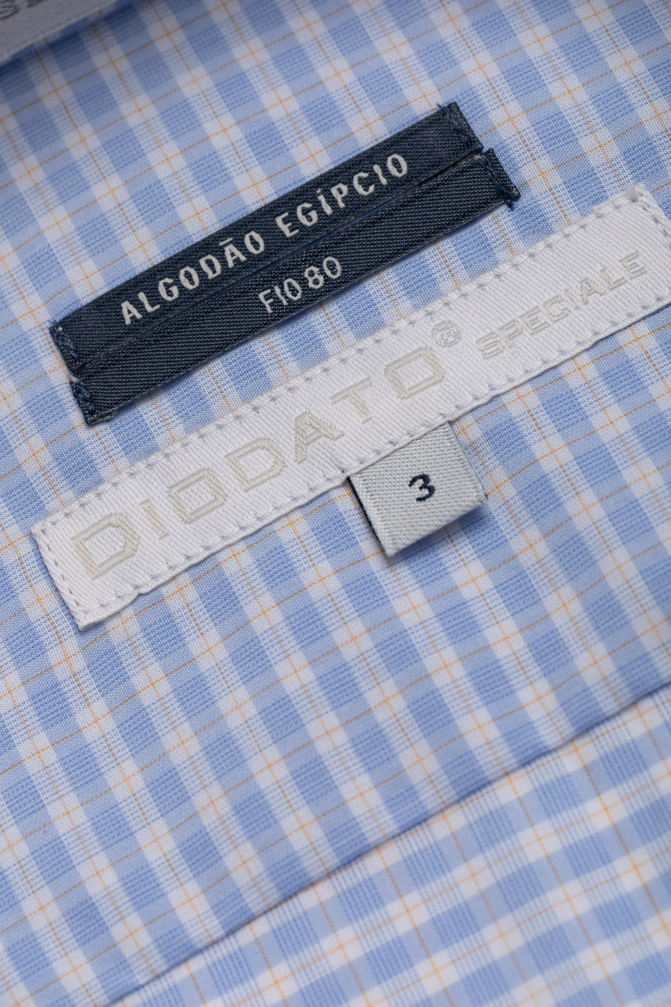 Camisa Manga Longa Slim fit Azul quadriculado 
