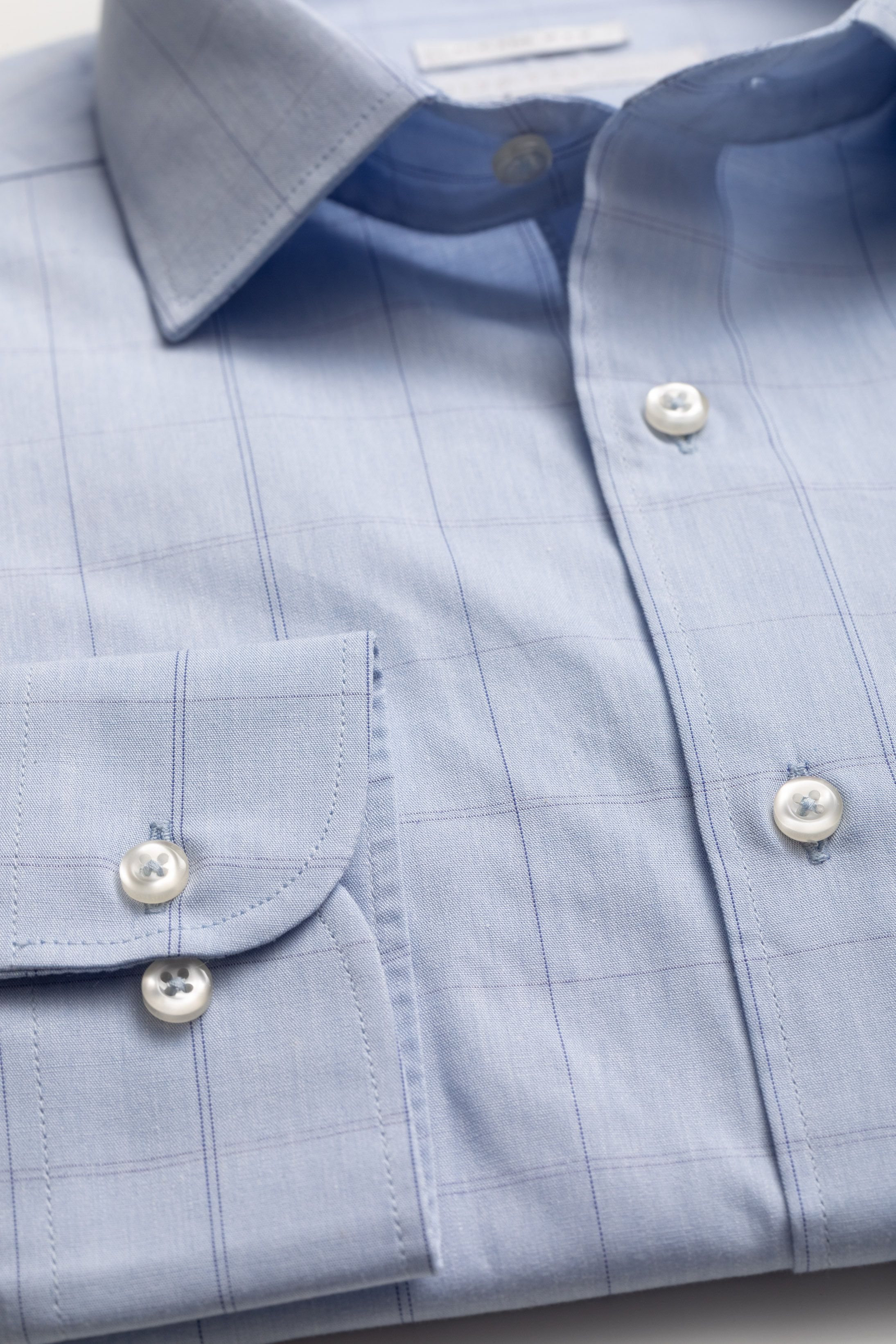 Camisa Manga Longa Slim fit Quadriculado azul