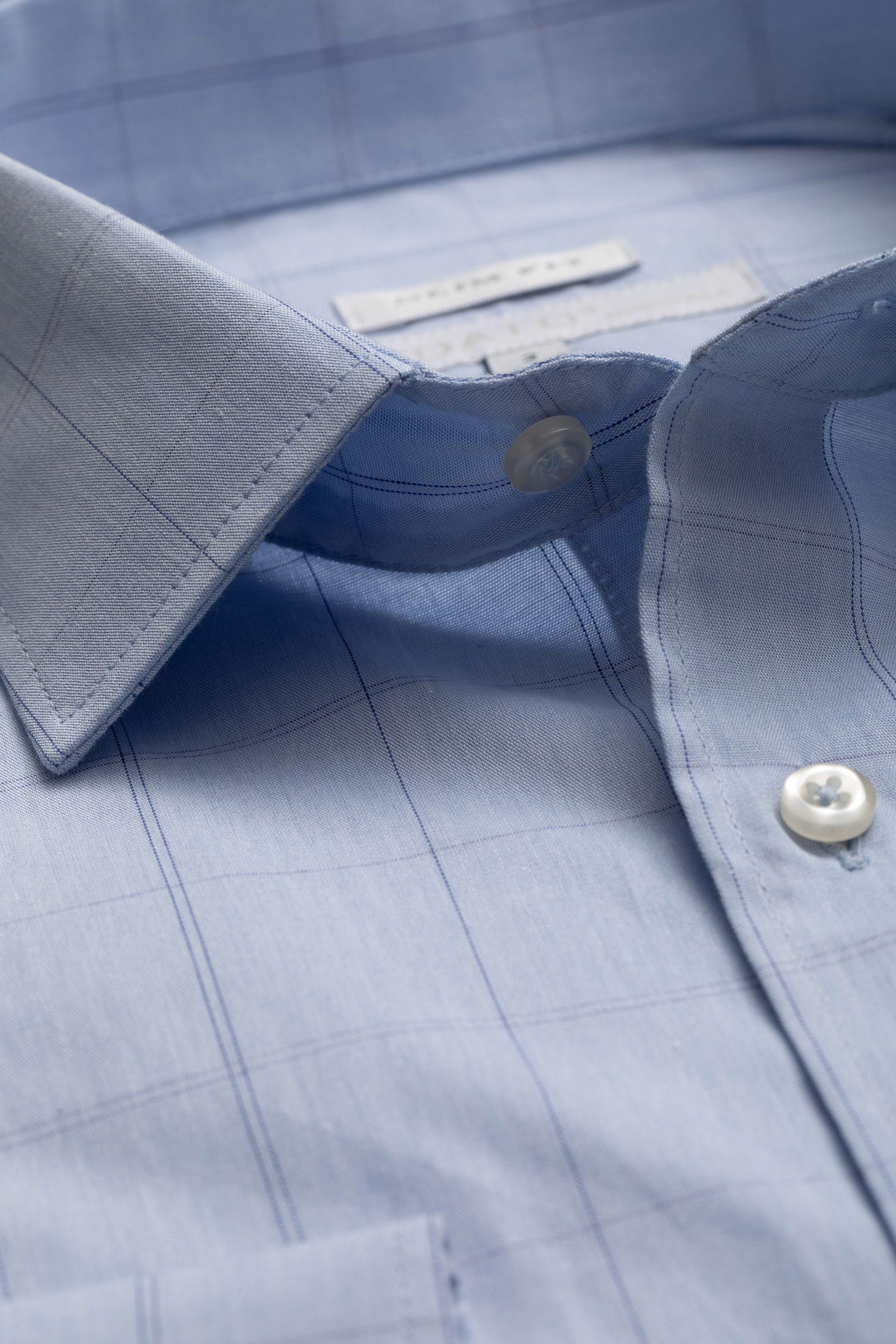 Camisa Manga Longa Slim fit Quadriculado azul
