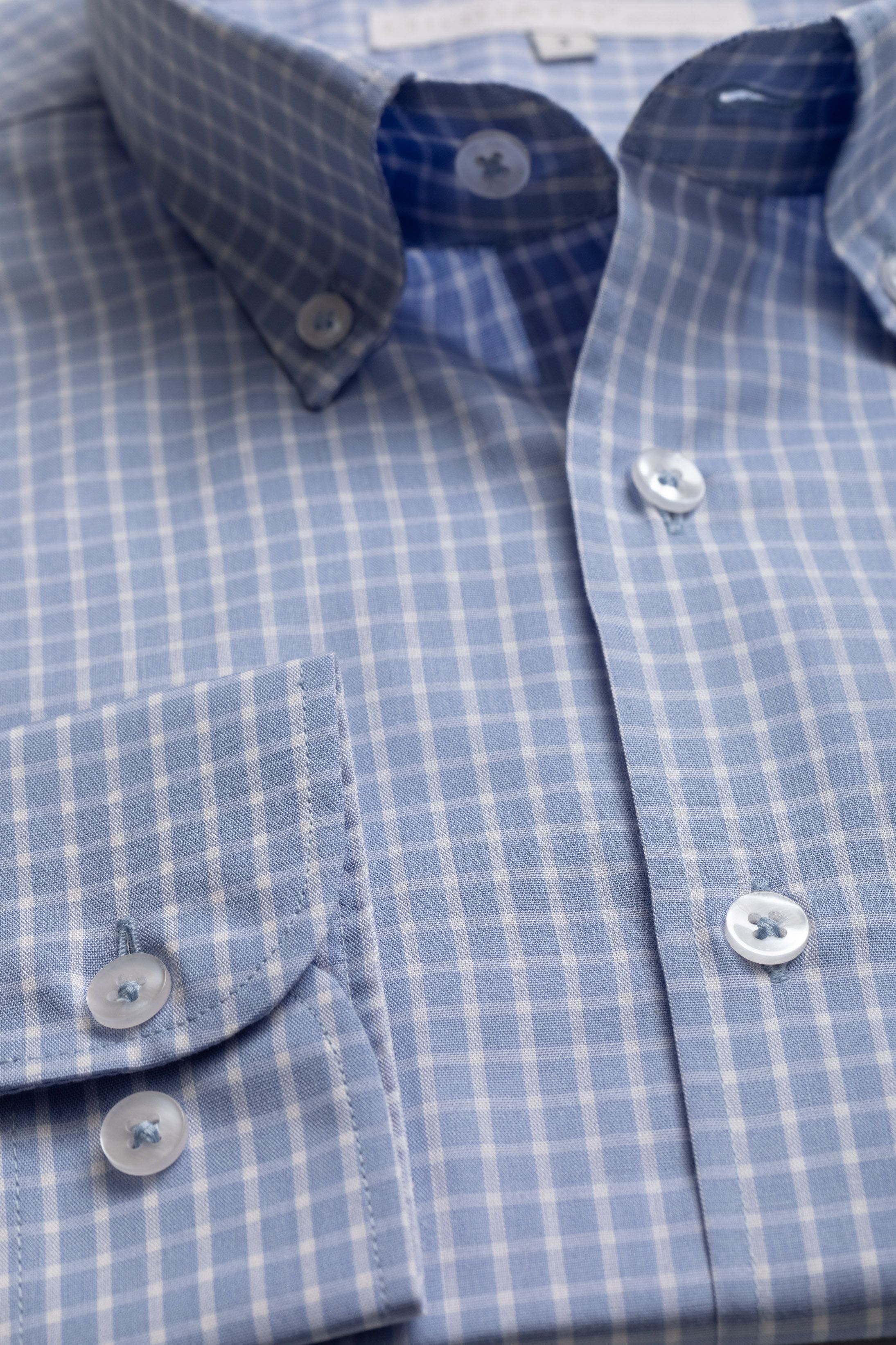 Camisa Manga Longa Regular Azul quadriculado - Diodato Alfaiataria