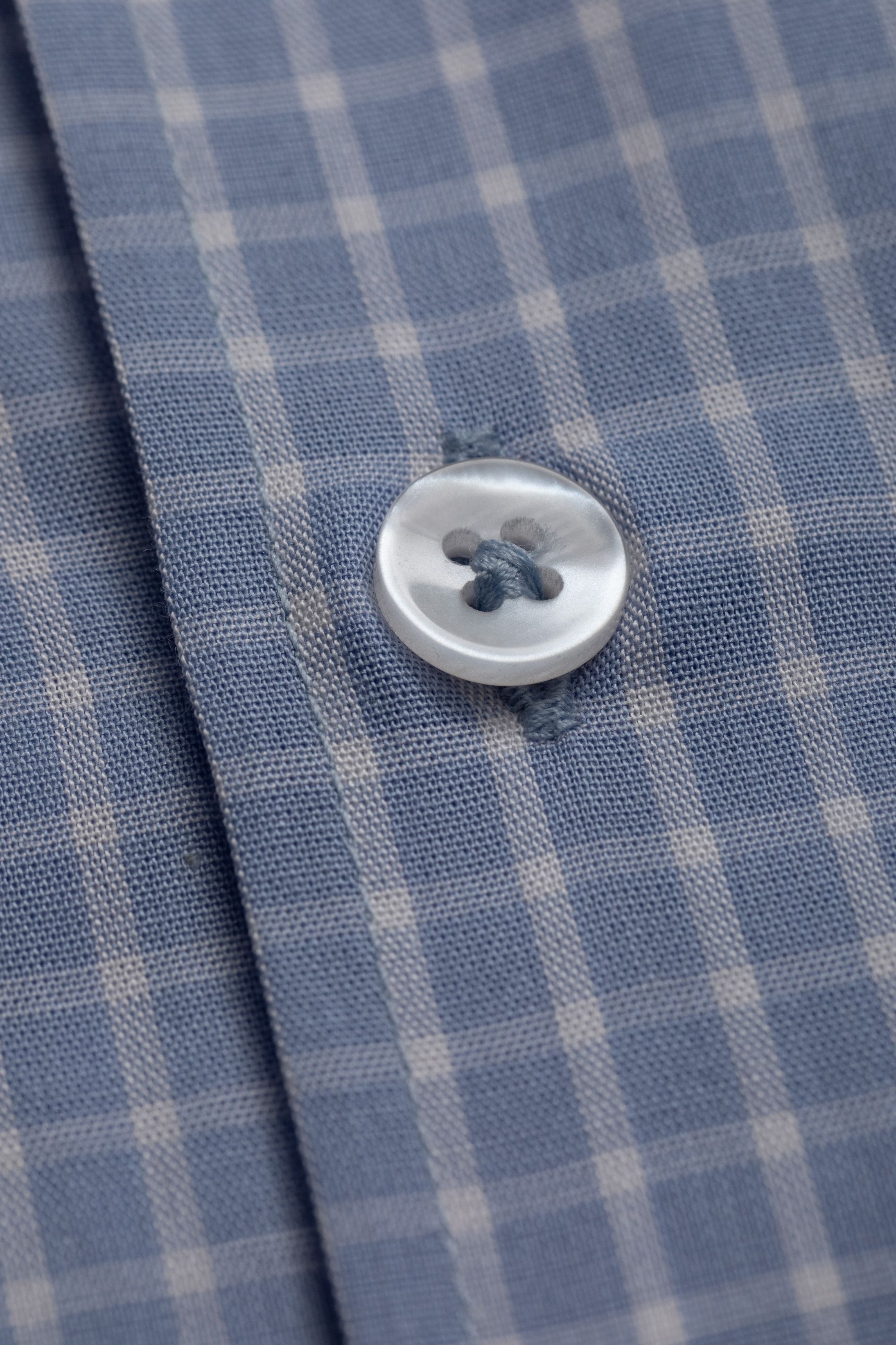 Camisa Manga Longa Regular Azul quadriculado