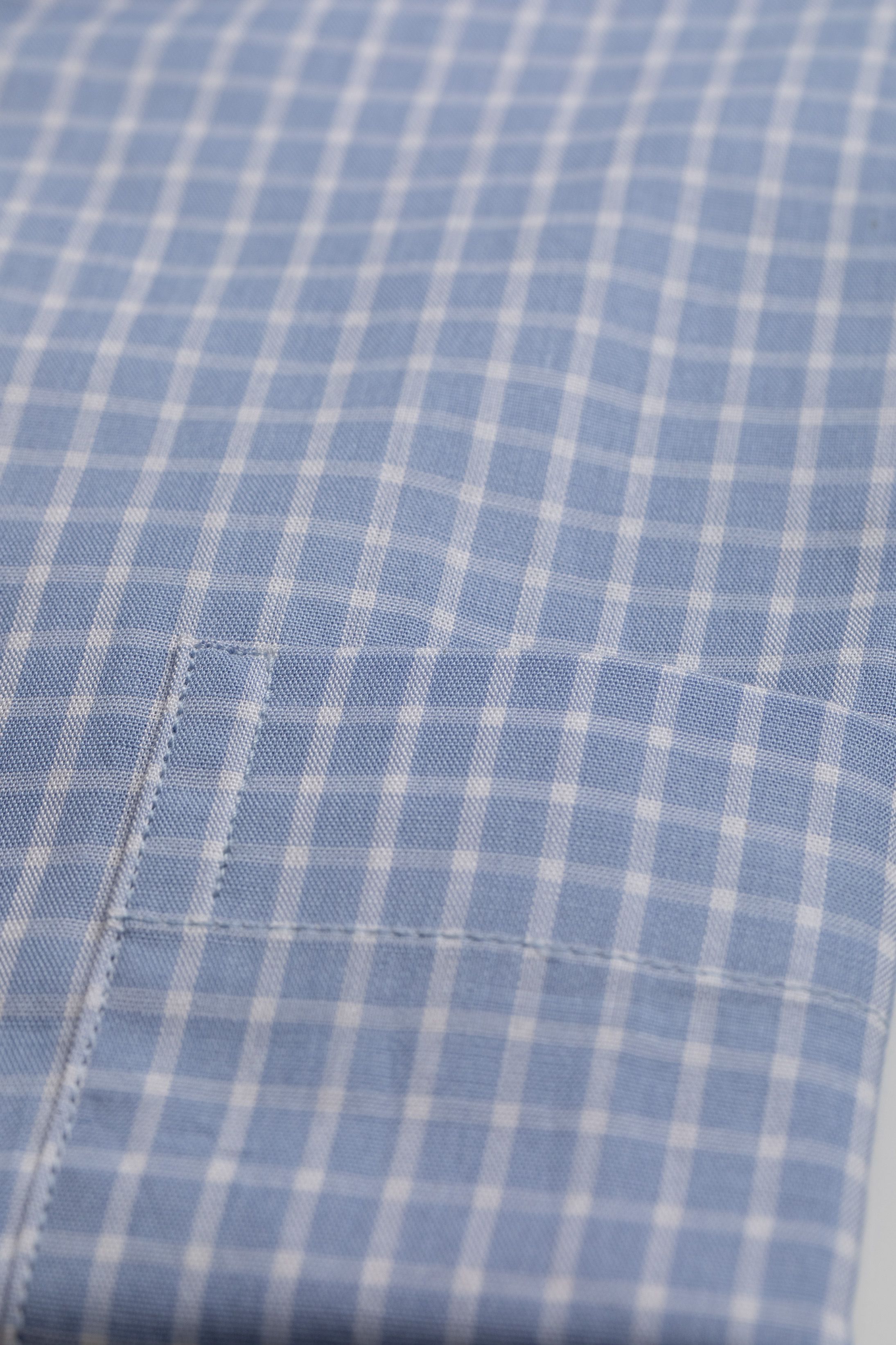 Camisa Manga Longa Regular Azul quadriculado