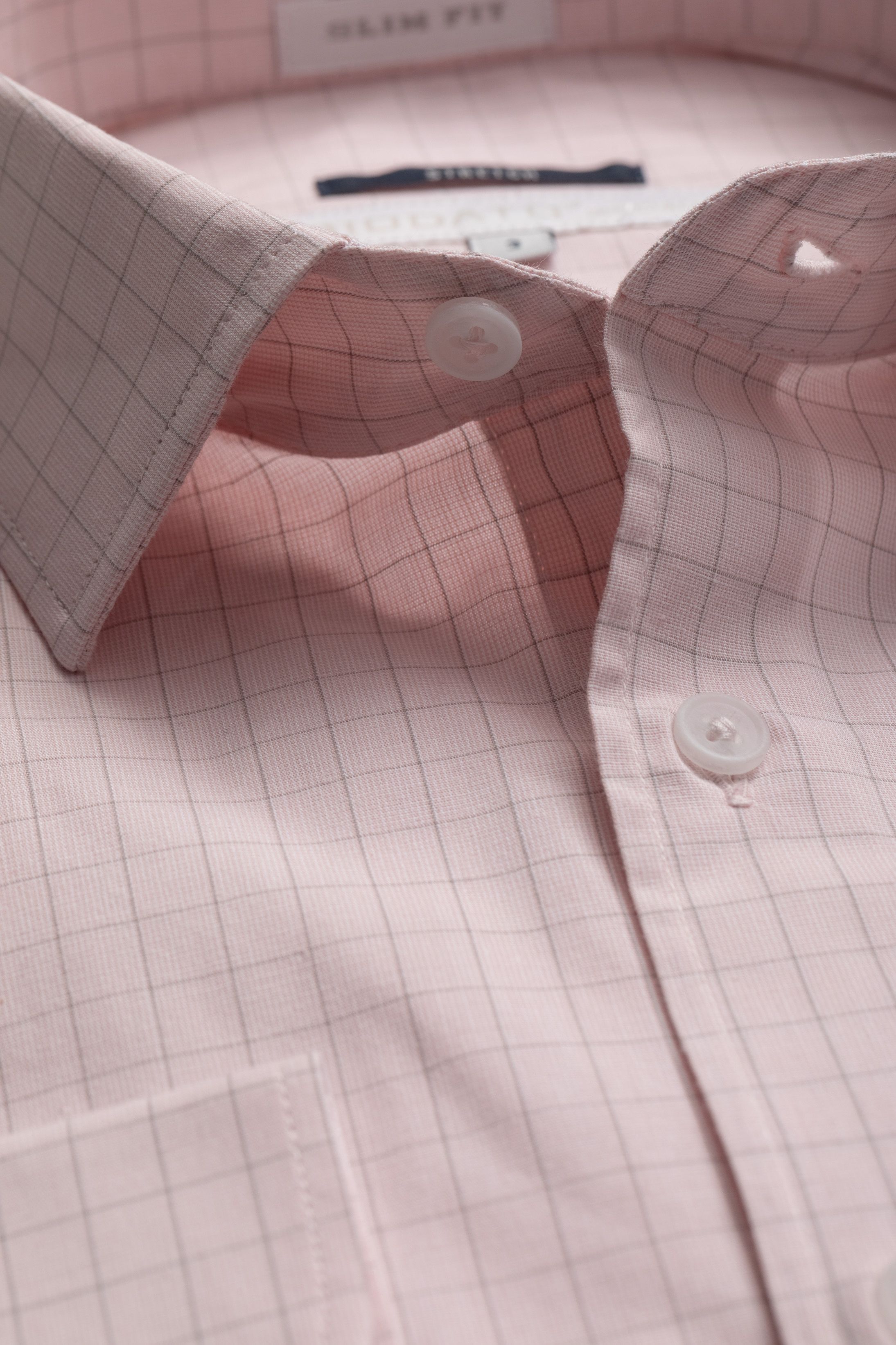 Camisa Manga Longa Slim fit Quadriculado rosa