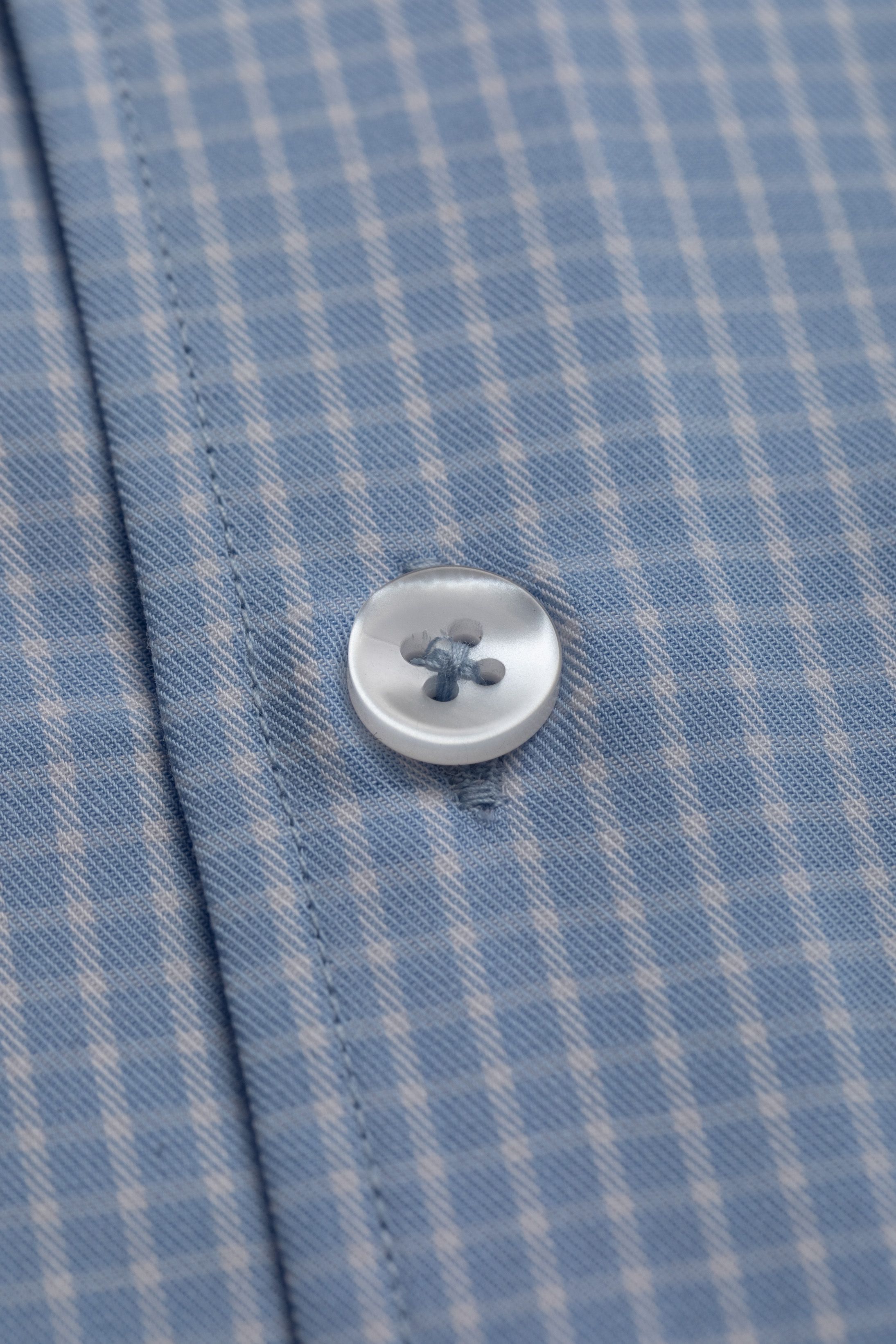 Camisa Manga Longa Slim fit Quadriculado azul