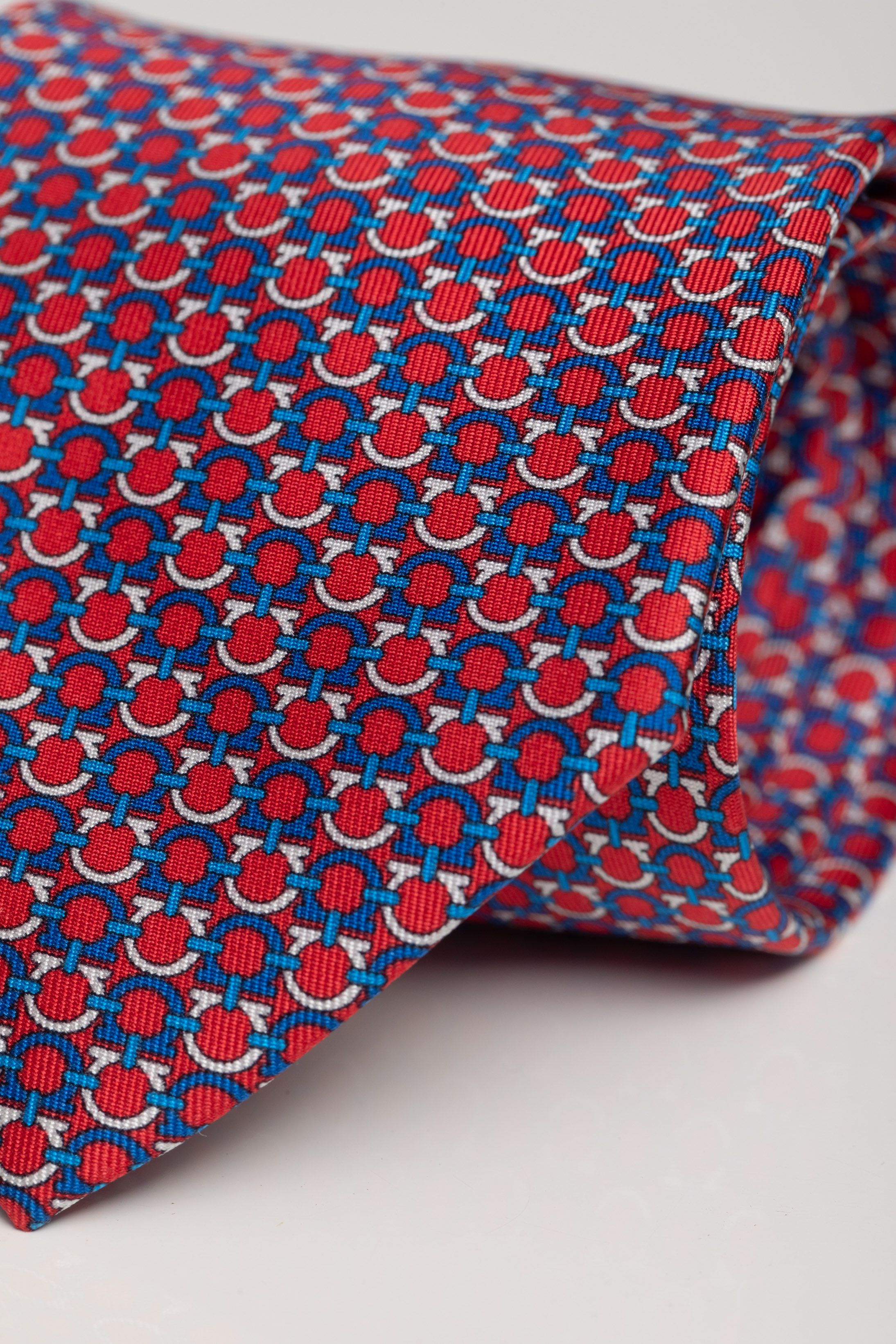Gravata Seda Italiana Vermelho com marinho