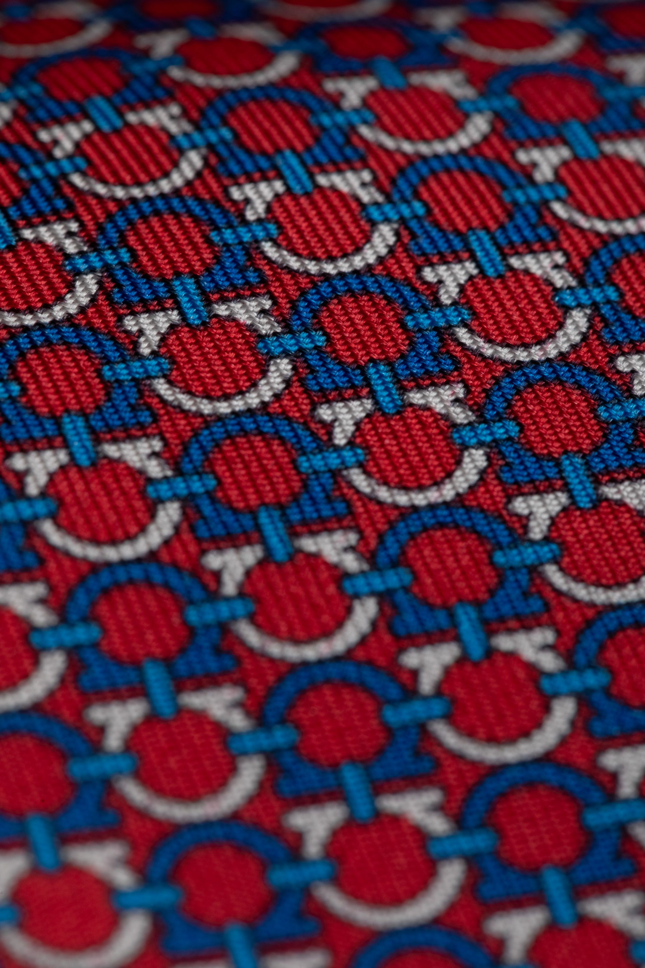 Gravata Seda Italiana Vermelho com marinho