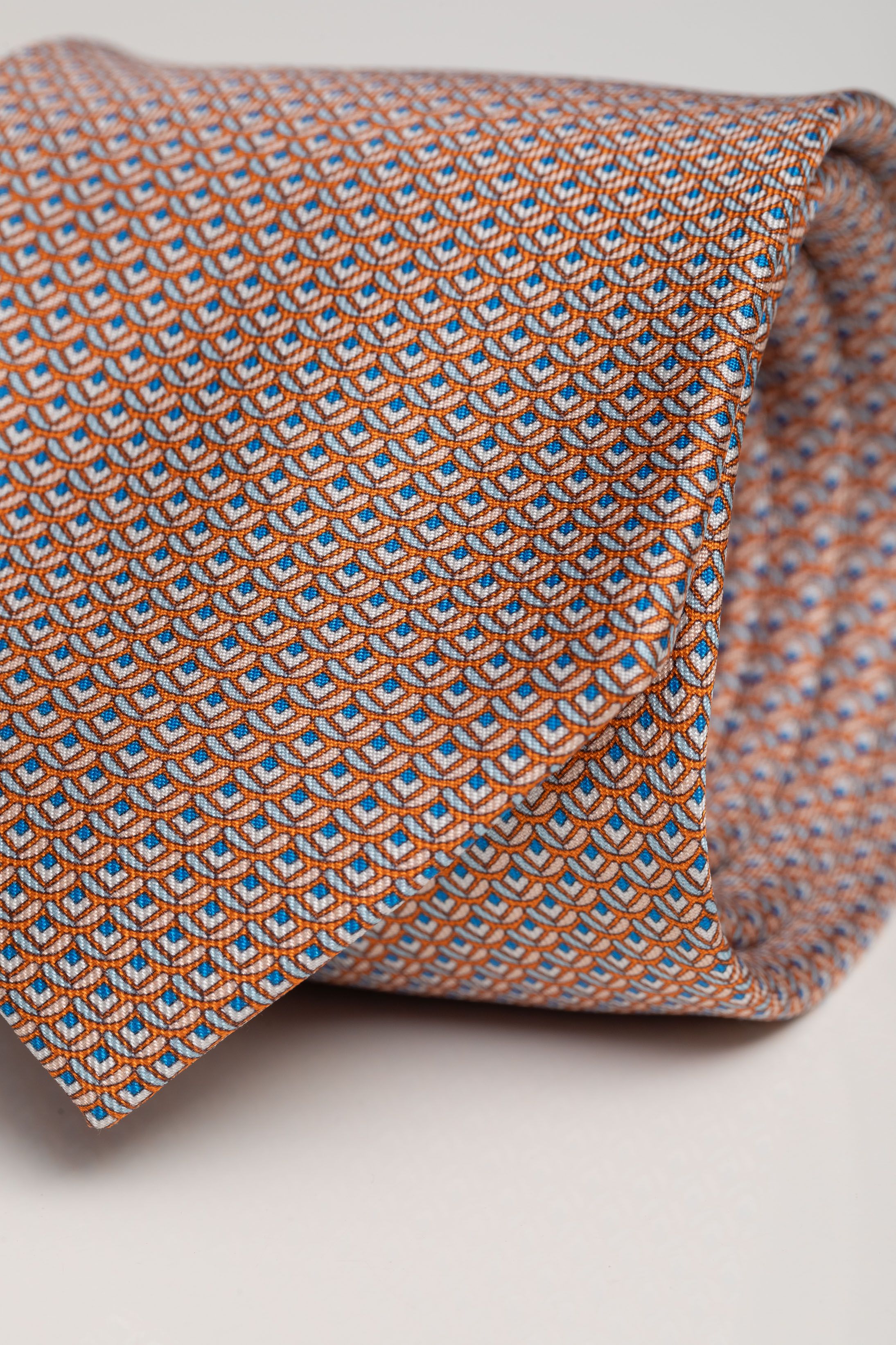 Gravata Seda Italiana Laranja micro desenho