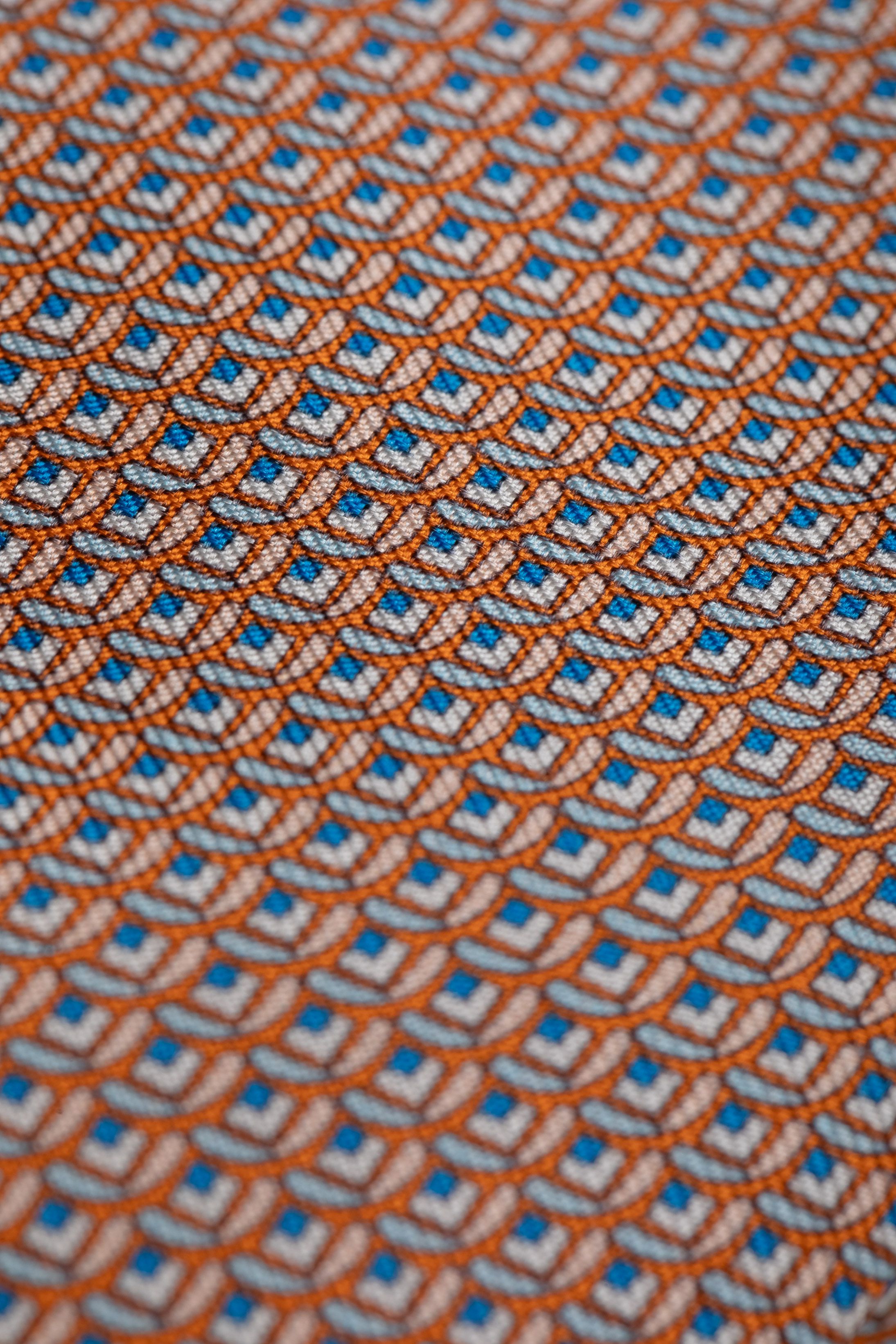 Gravata Seda Italiana Laranja micro desenho